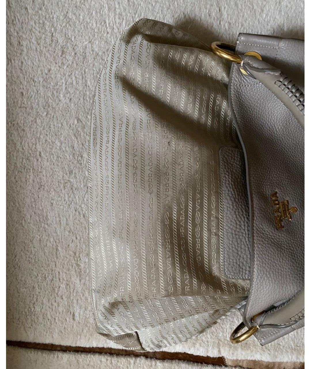PRADA Бежевая кожаная сумка тоут, фото 8