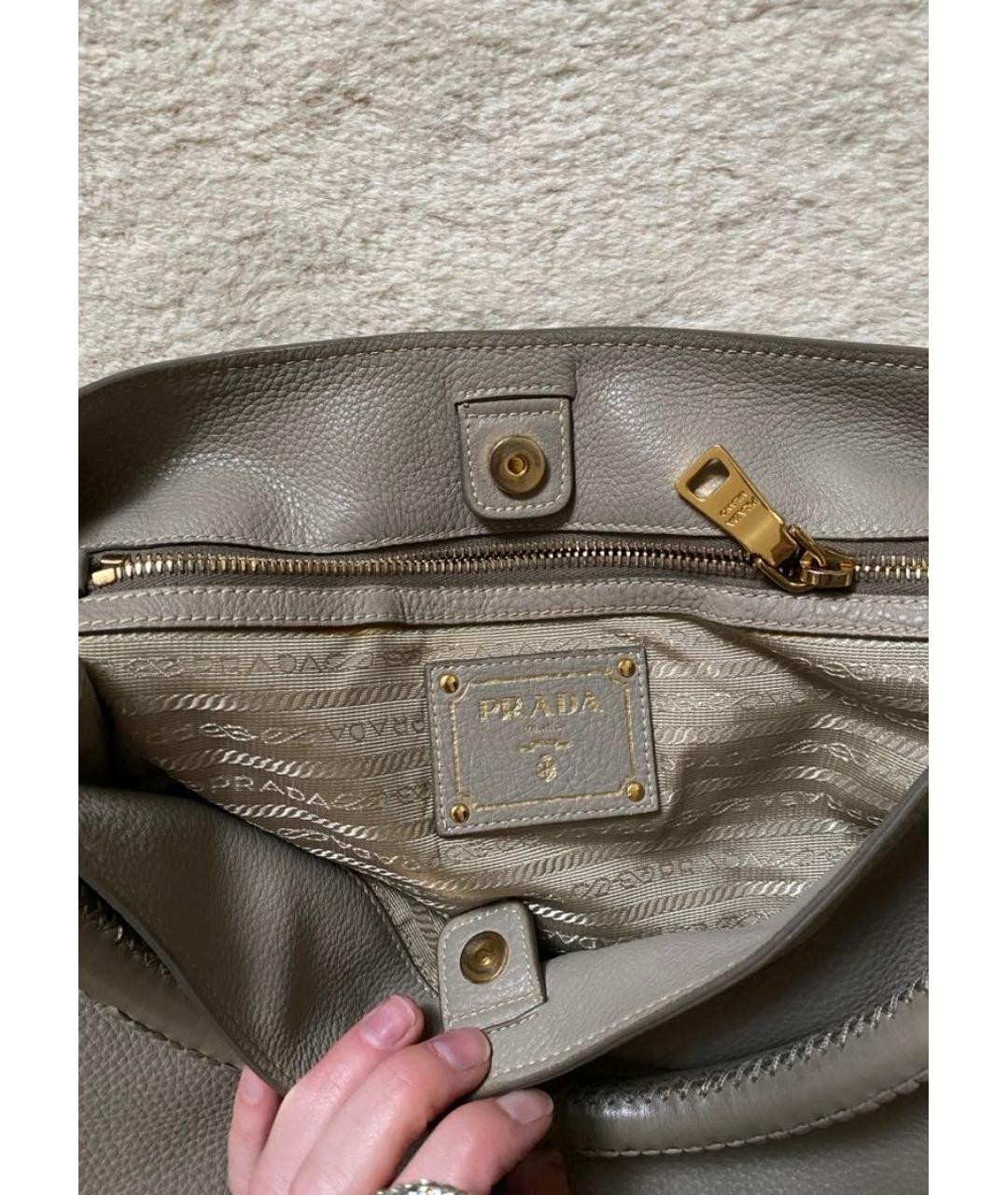 PRADA Бежевая кожаная сумка тоут, фото 4