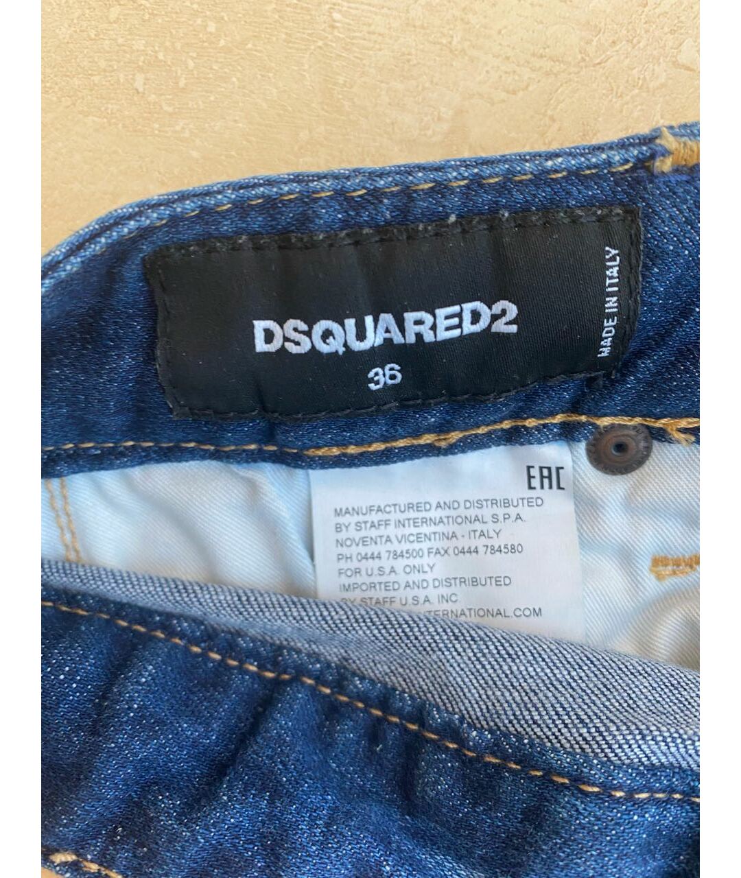 DSQUARED2 Синие джинсы слим, фото 3