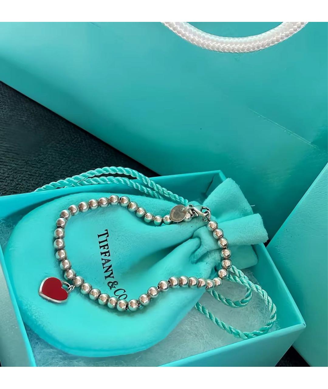 TIFFANY&CO Красный серебряный браслет, фото 7