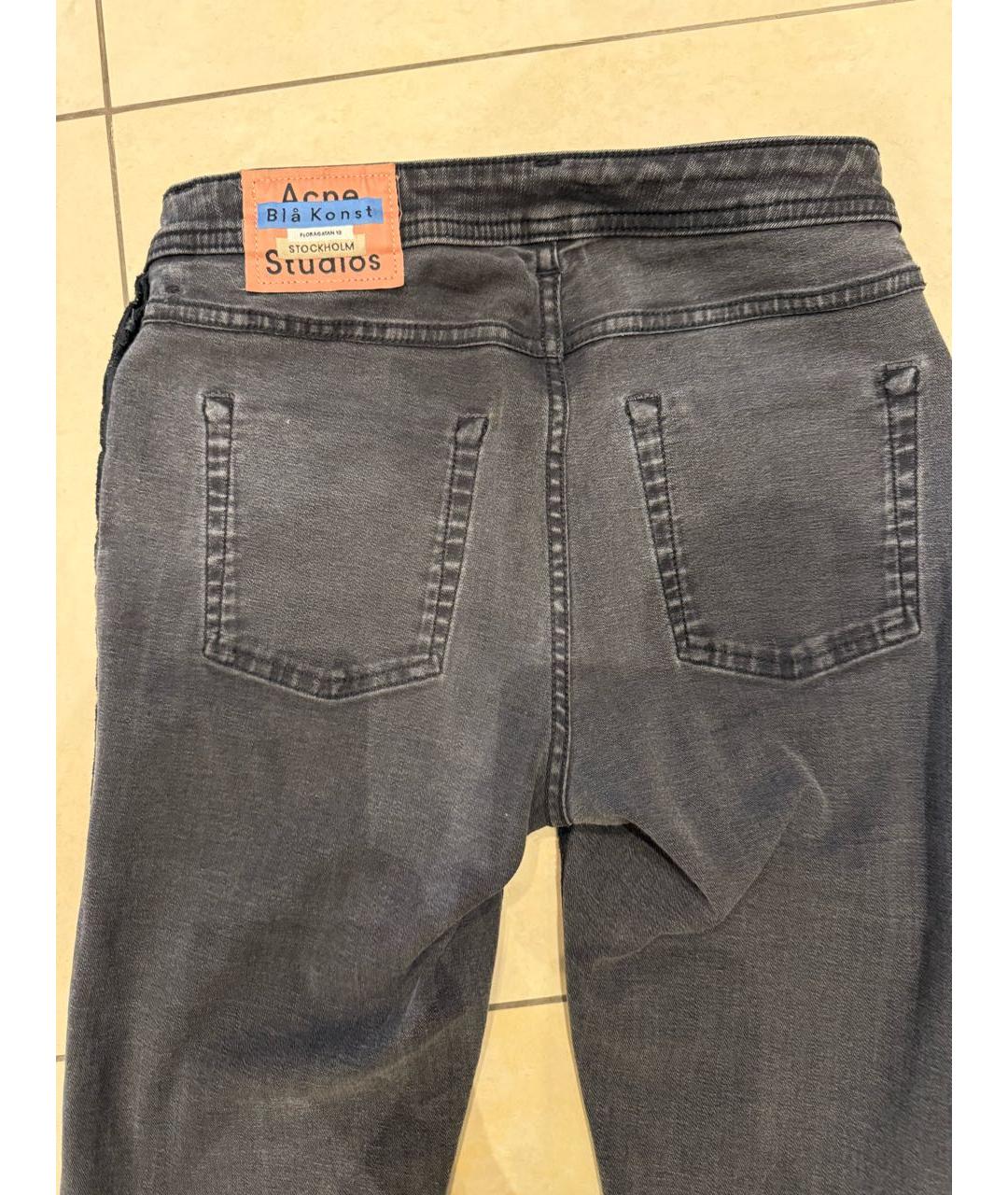 ACNE STUDIOS Черные хлопко-полиэстеровые джинсы слим, фото 3