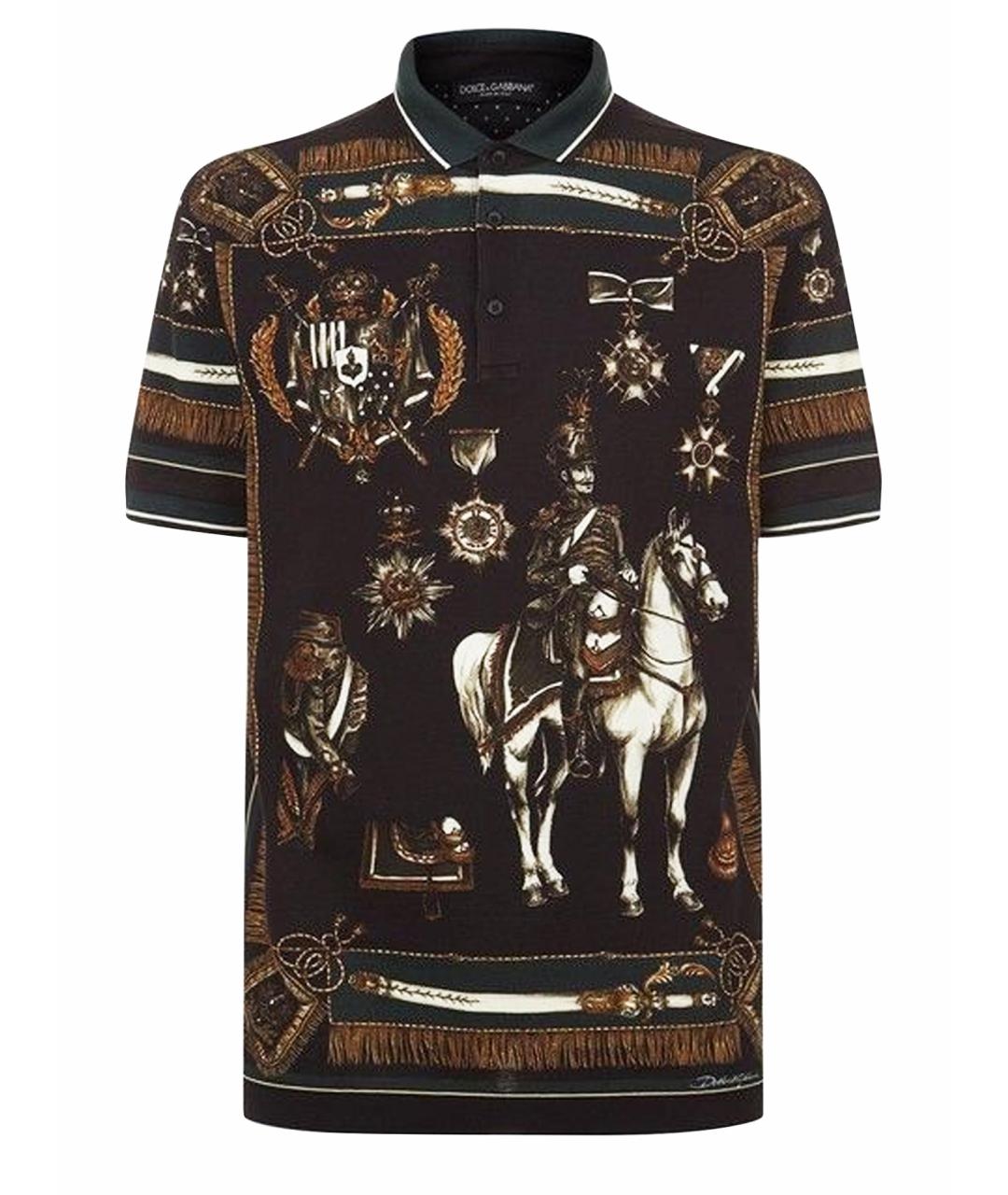DOLCE&GABBANA Черное хлопковое поло с коротким рукавом, фото 1