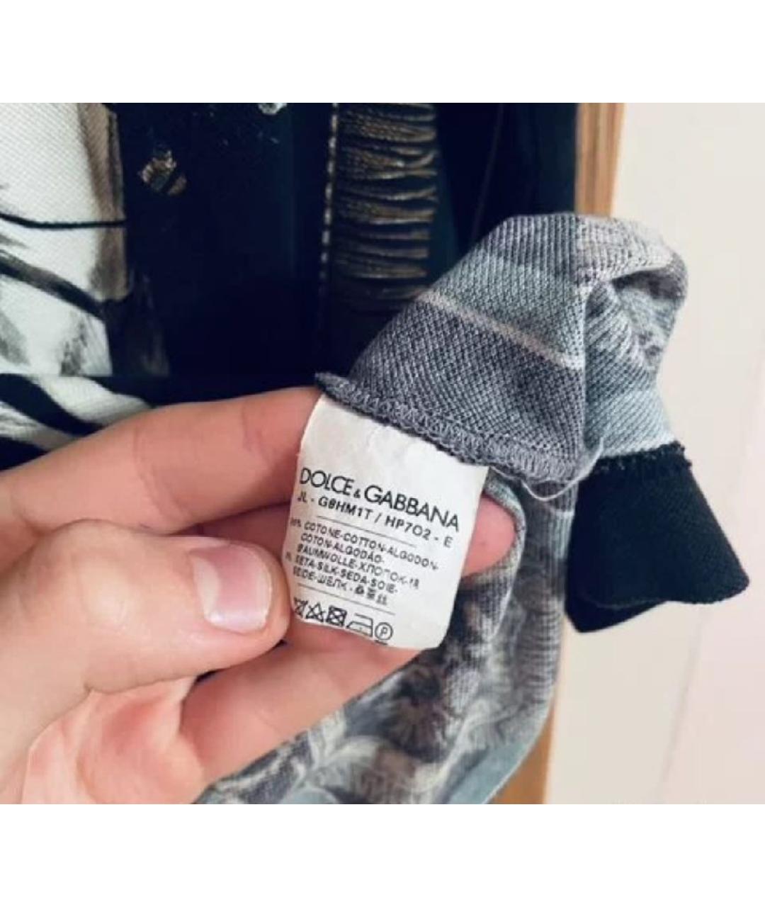 DOLCE&GABBANA Черное хлопковое поло с коротким рукавом, фото 5
