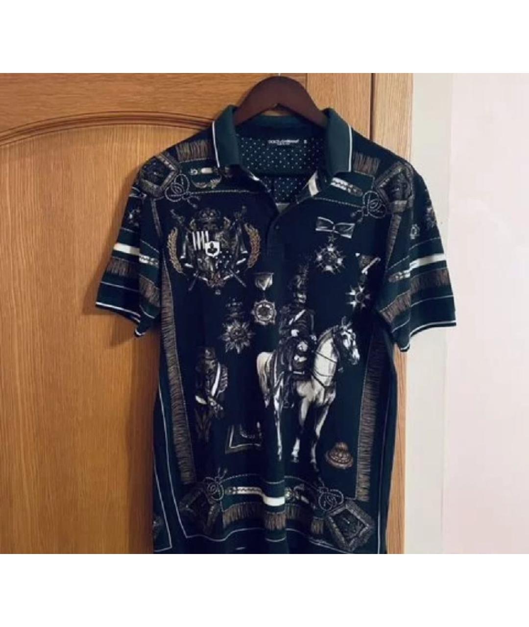 DOLCE&GABBANA Черное хлопковое поло с коротким рукавом, фото 8