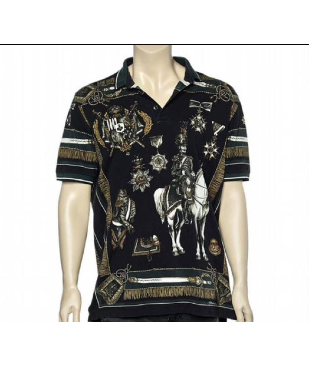 DOLCE&GABBANA Черное хлопковое поло с коротким рукавом, фото 6
