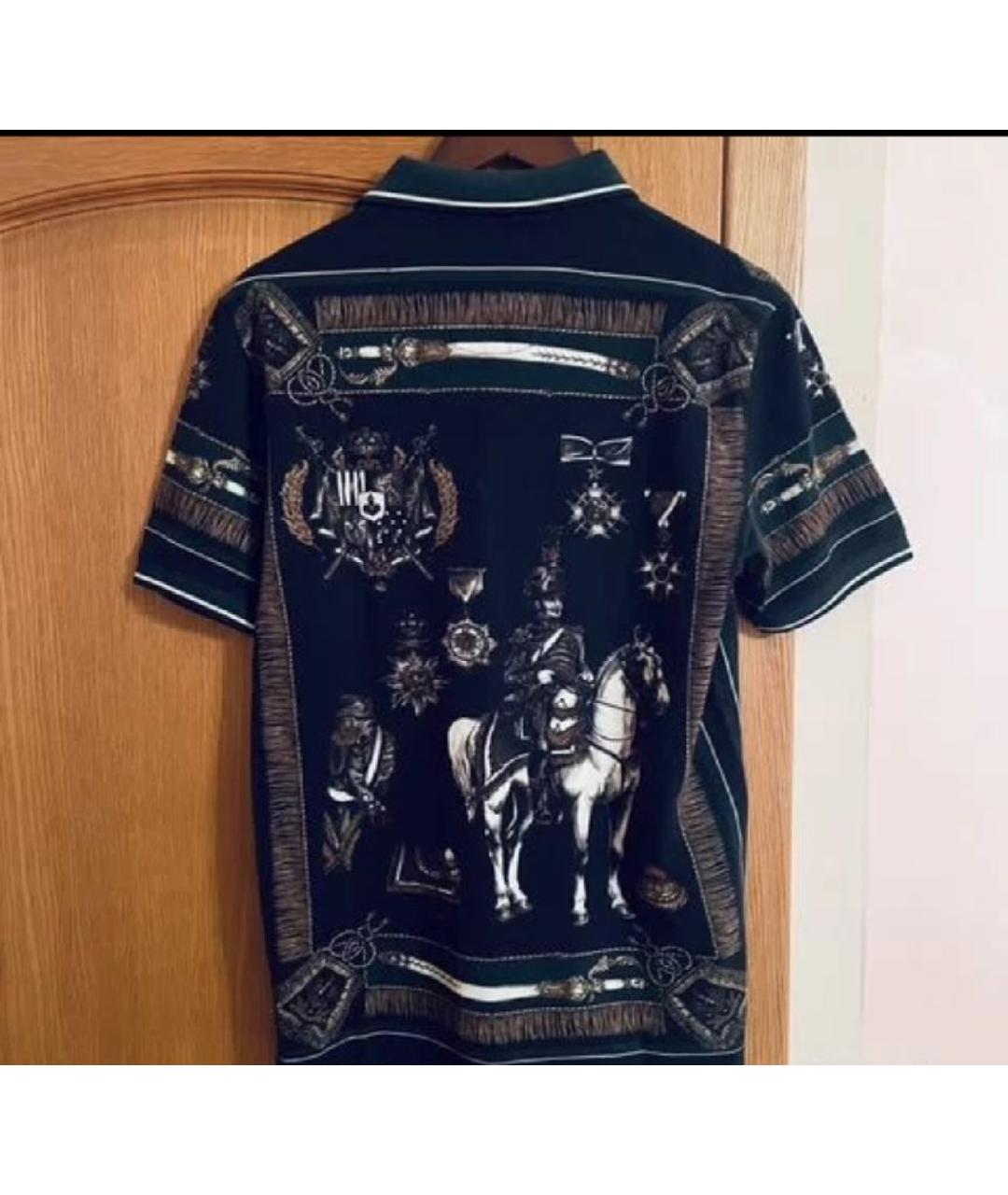 DOLCE&GABBANA Черное хлопковое поло с коротким рукавом, фото 2