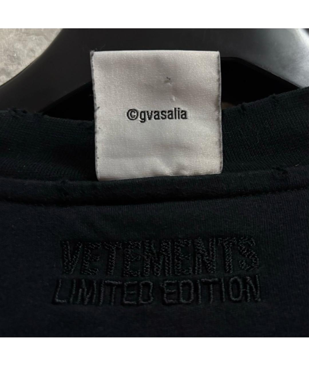 VETEMENTS Черная хлопковая футболка, фото 5