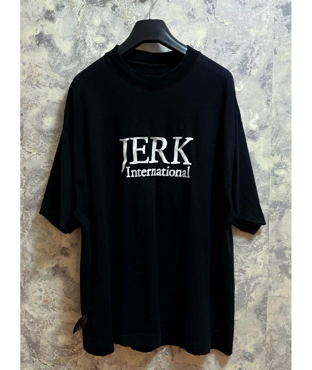 VETEMENTS Черная хлопковая футболка, фото 9