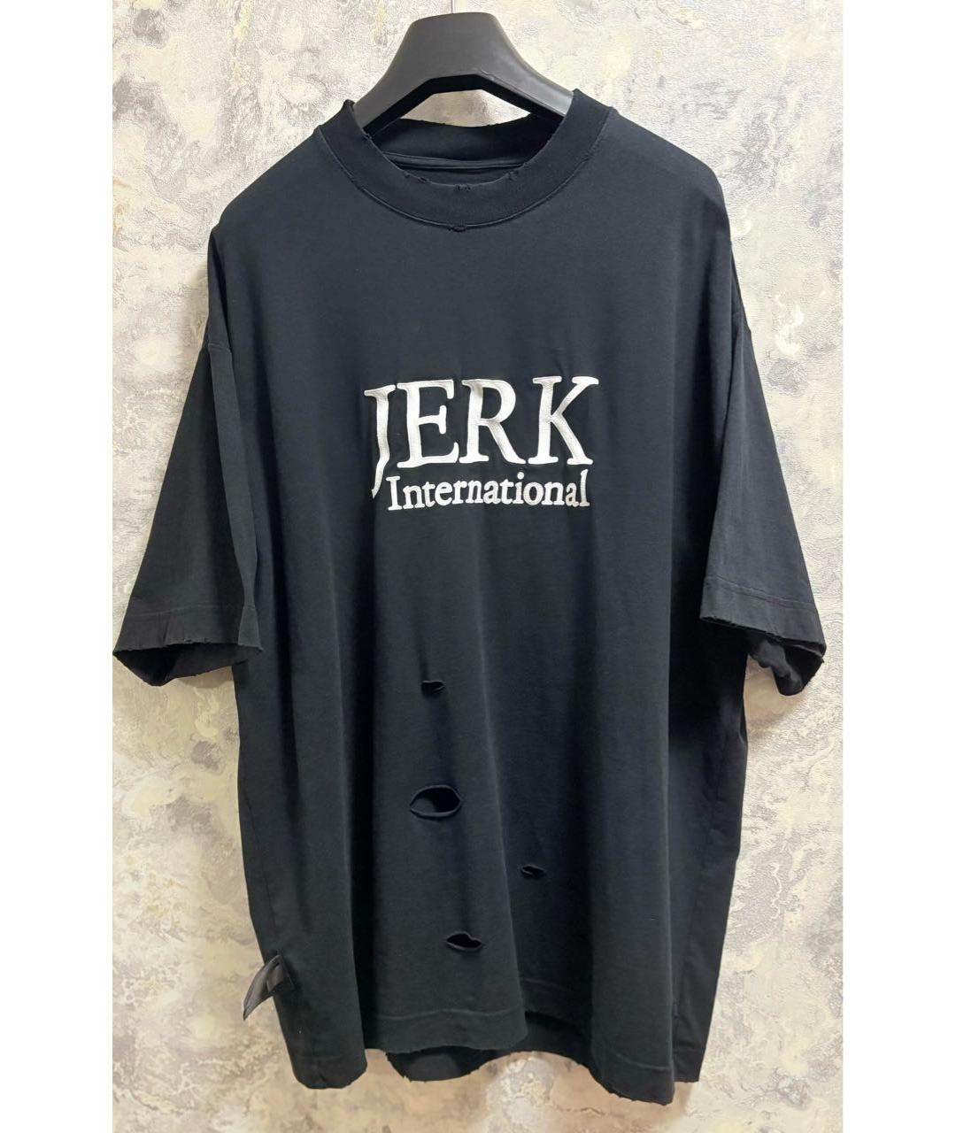 VETEMENTS Черная хлопковая футболка, фото 2