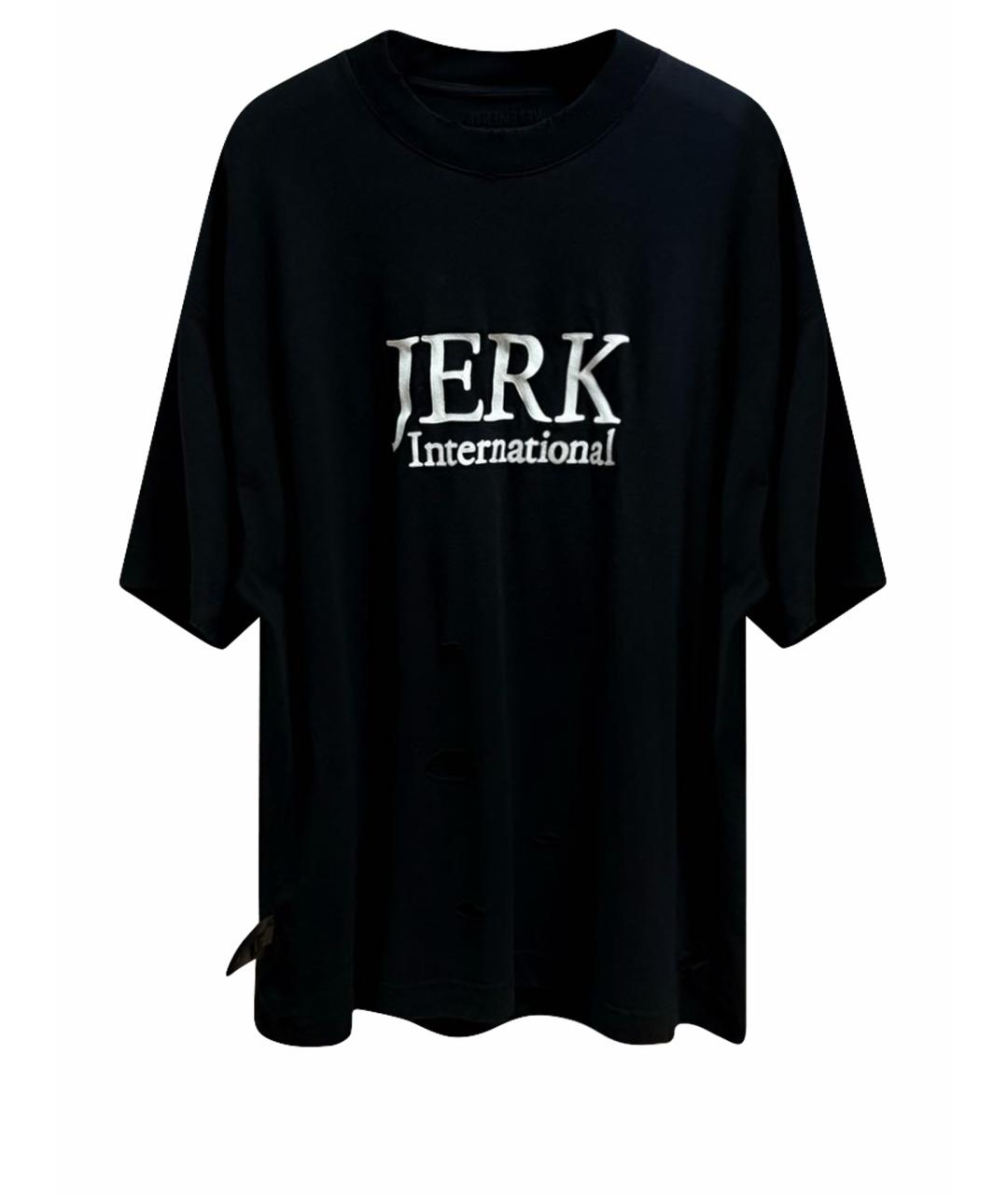 VETEMENTS Черная хлопковая футболка, фото 1