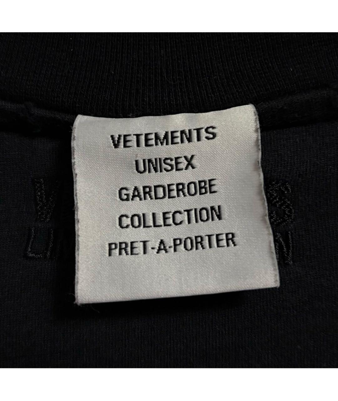 VETEMENTS Черная хлопковая футболка, фото 4