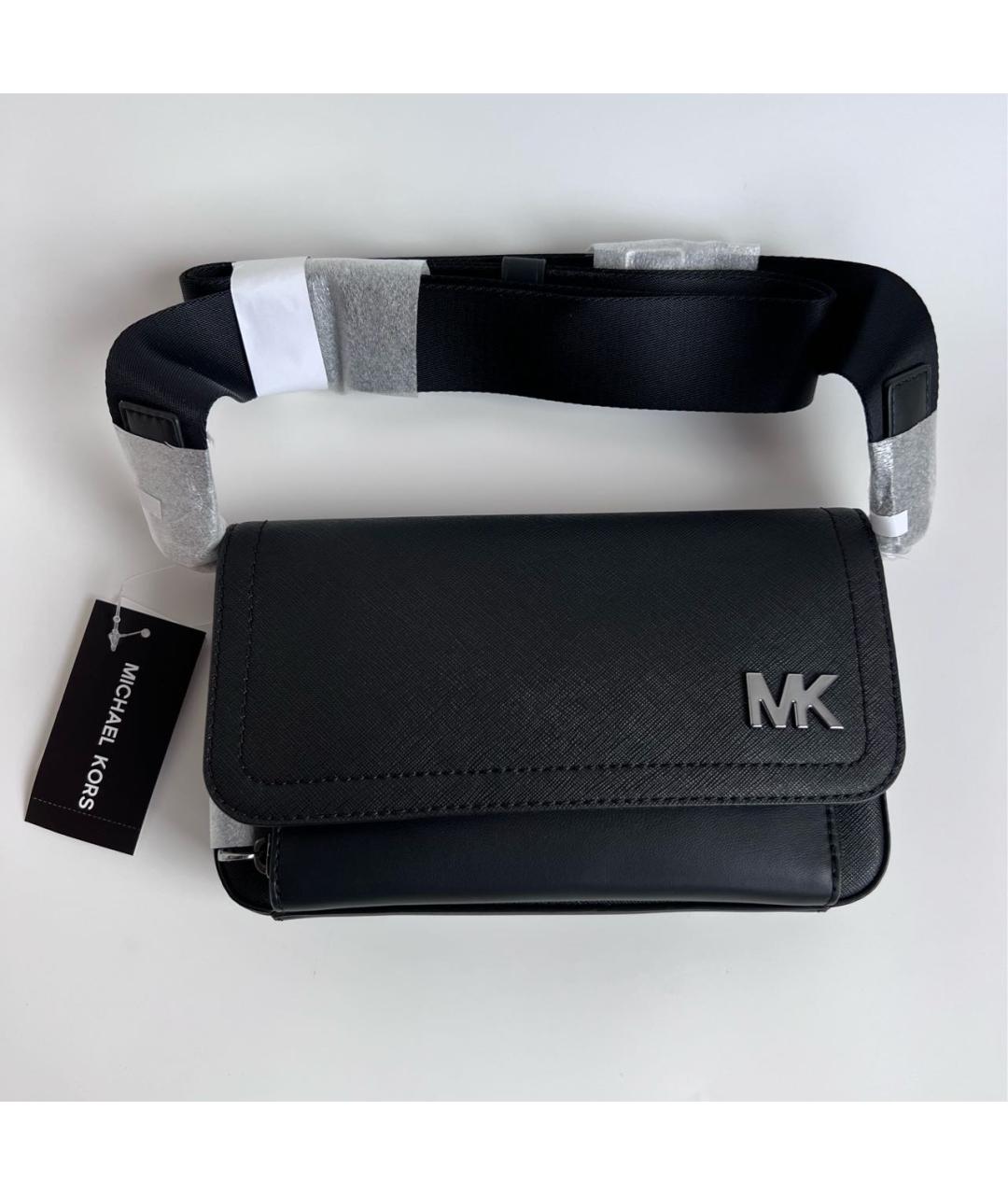 MICHAEL KORS Черная кожаная сумка на плечо, фото 6