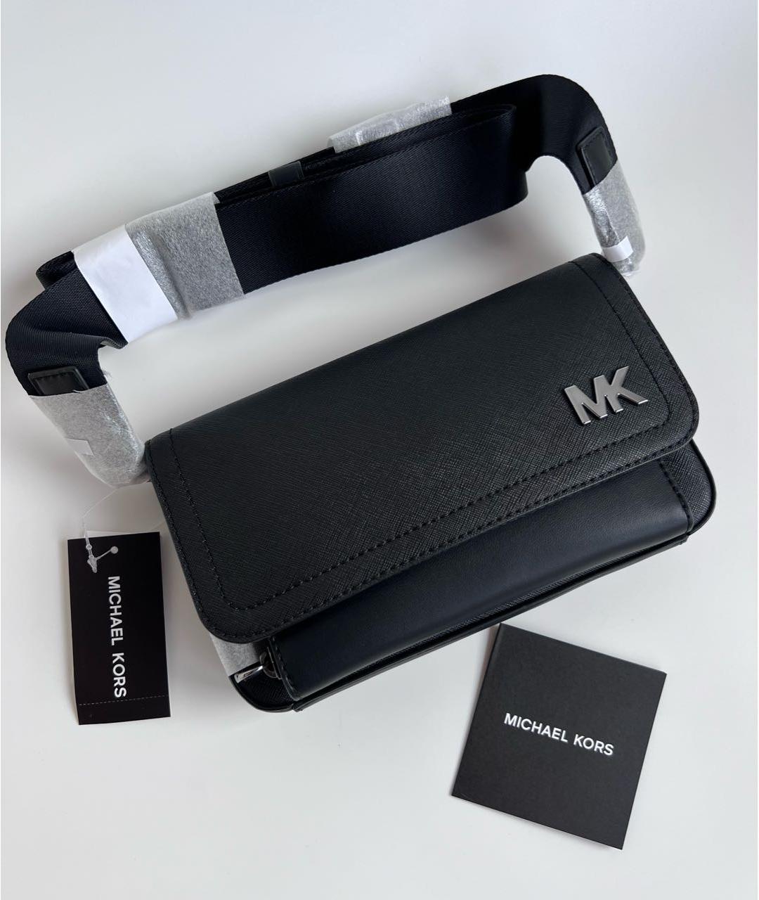 MICHAEL KORS Черная кожаная сумка на плечо, фото 2