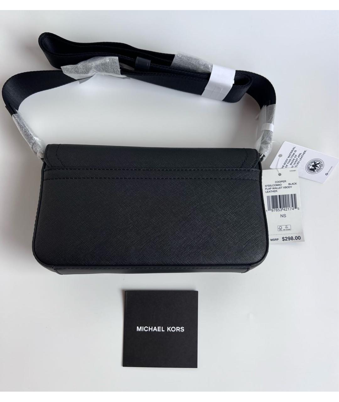 MICHAEL KORS Черная кожаная сумка на плечо, фото 4