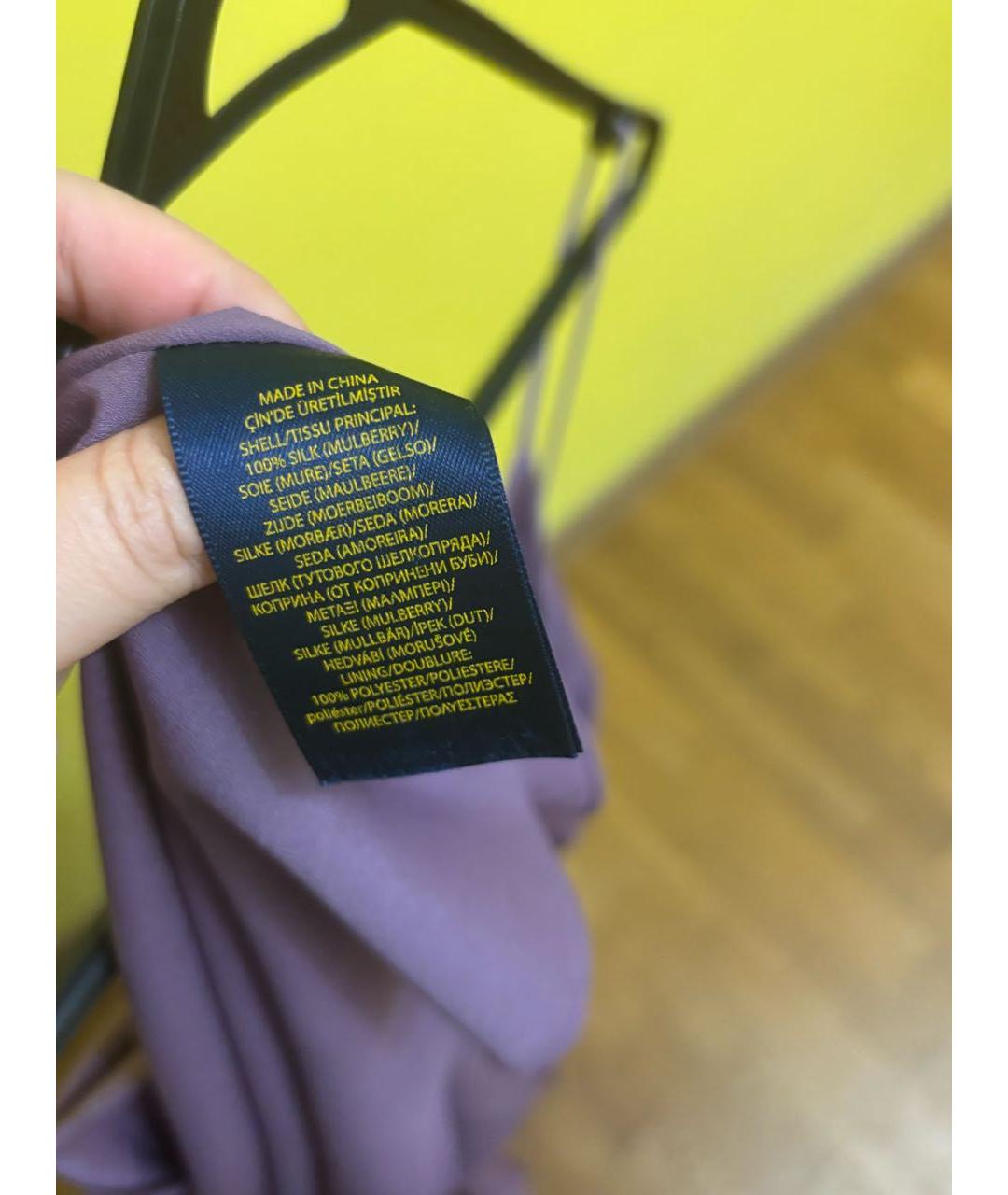 POLO RALPH LAUREN Фиолетовое шелковое повседневное платье, фото 4