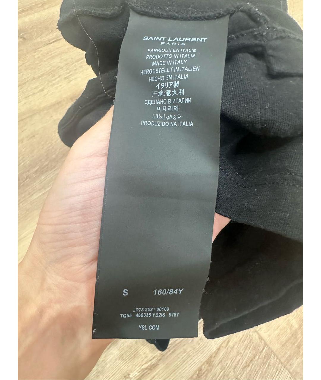 SAINT LAURENT Черная хлопковая футболка, фото 3