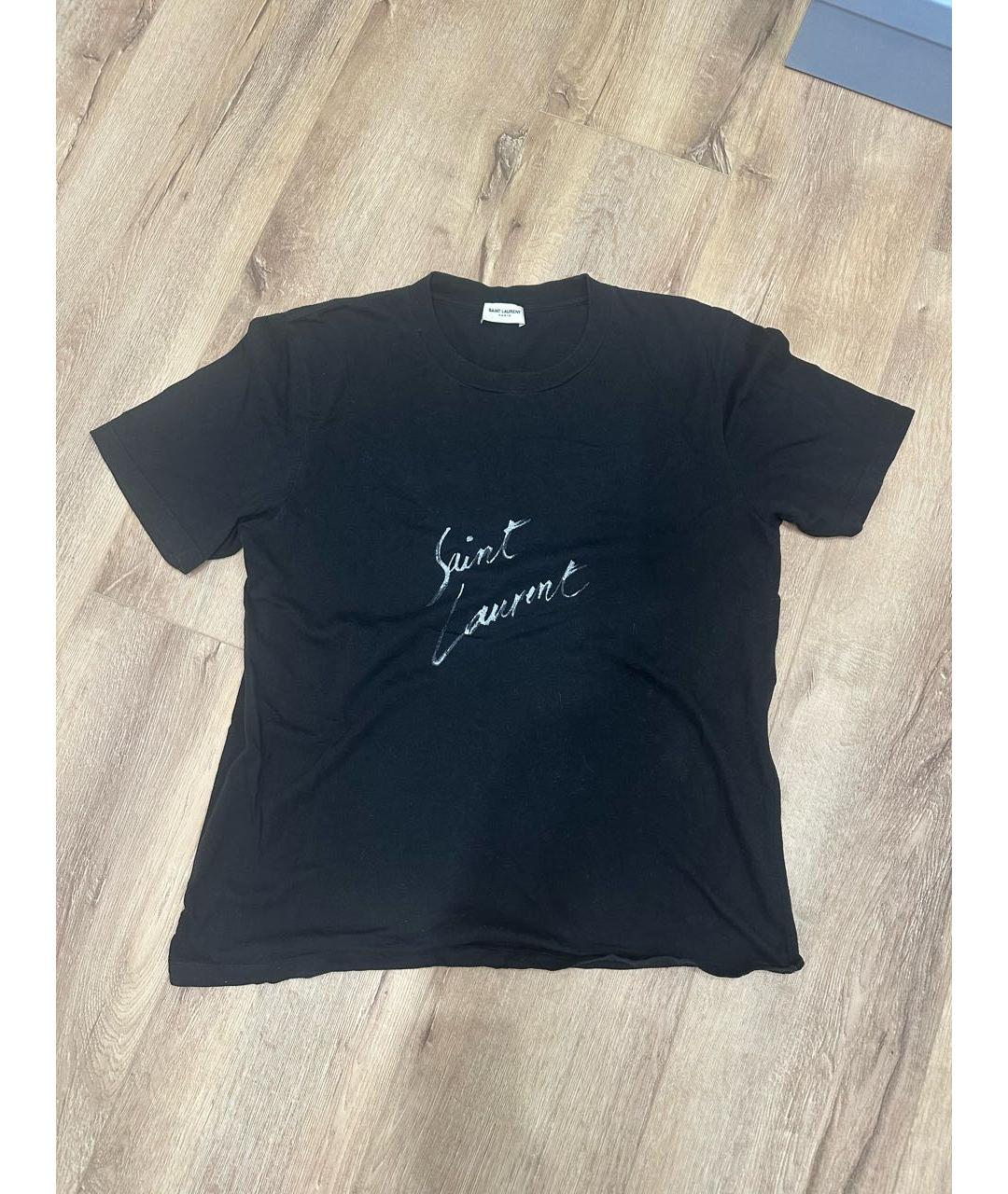 SAINT LAURENT Черная хлопковая футболка, фото 4
