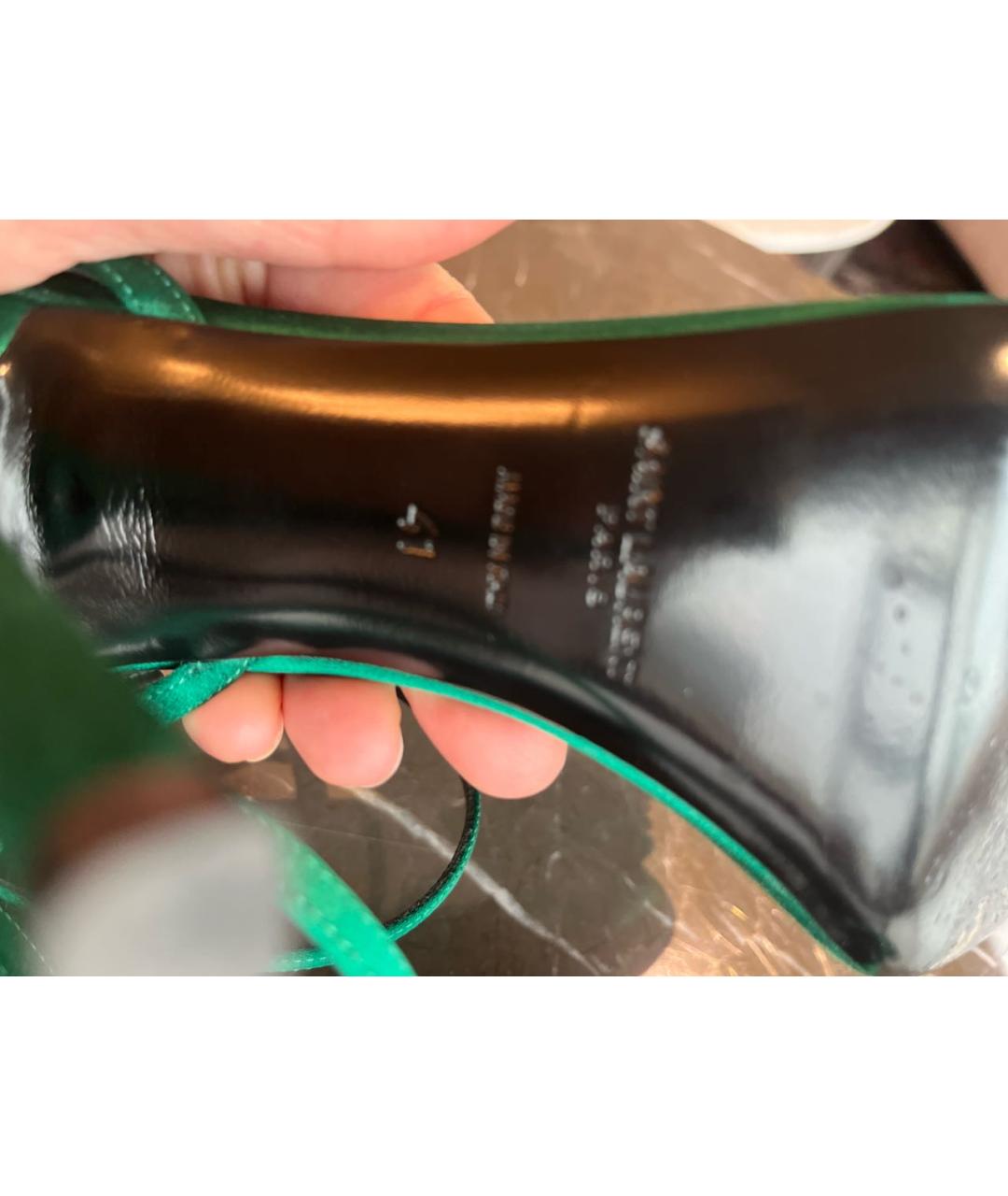 SAINT LAURENT Зеленые текстильные босоножки, фото 7