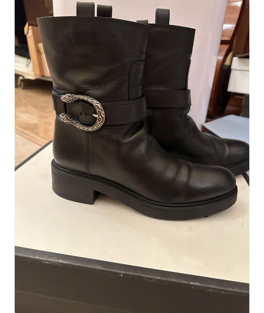 GUCCI Черные кожаные полусапоги, фото 9