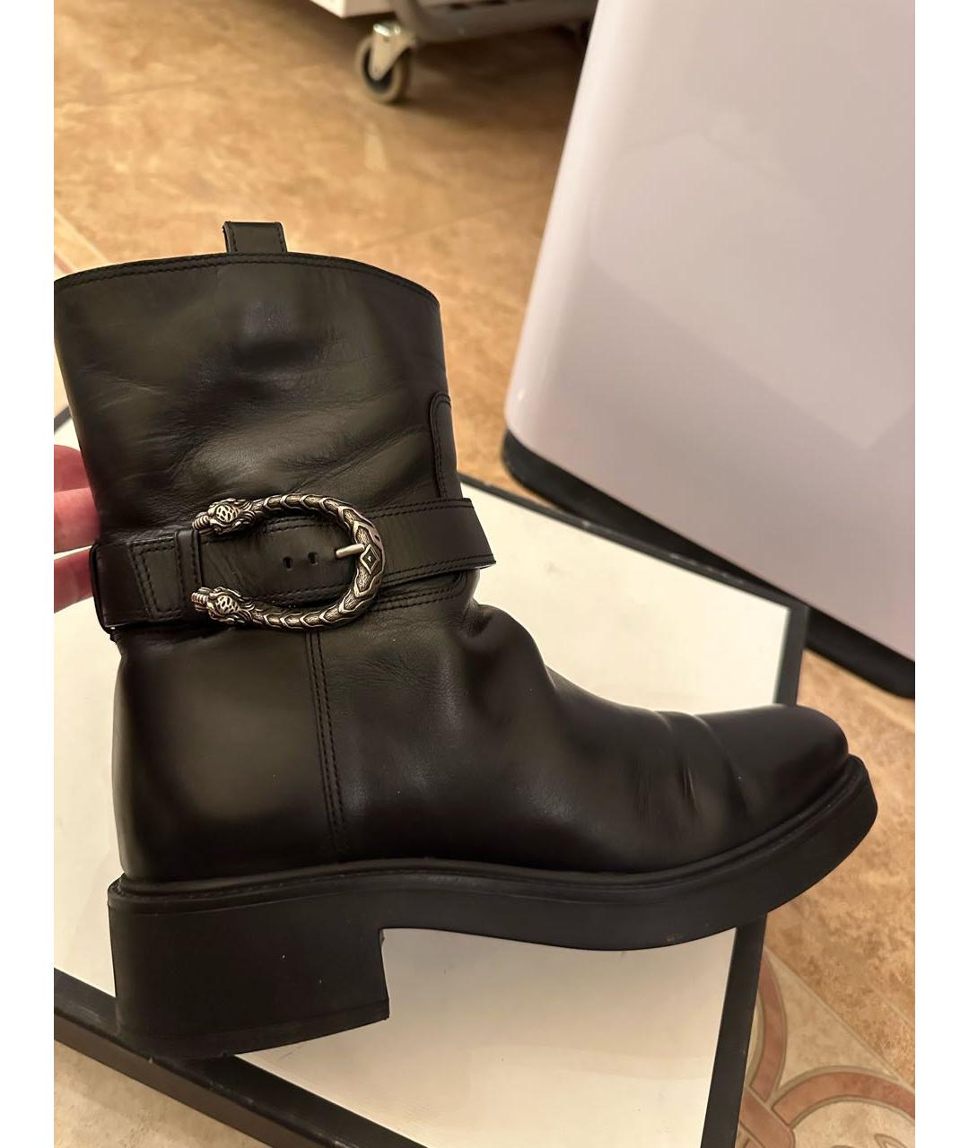 GUCCI Черные кожаные полусапоги, фото 8