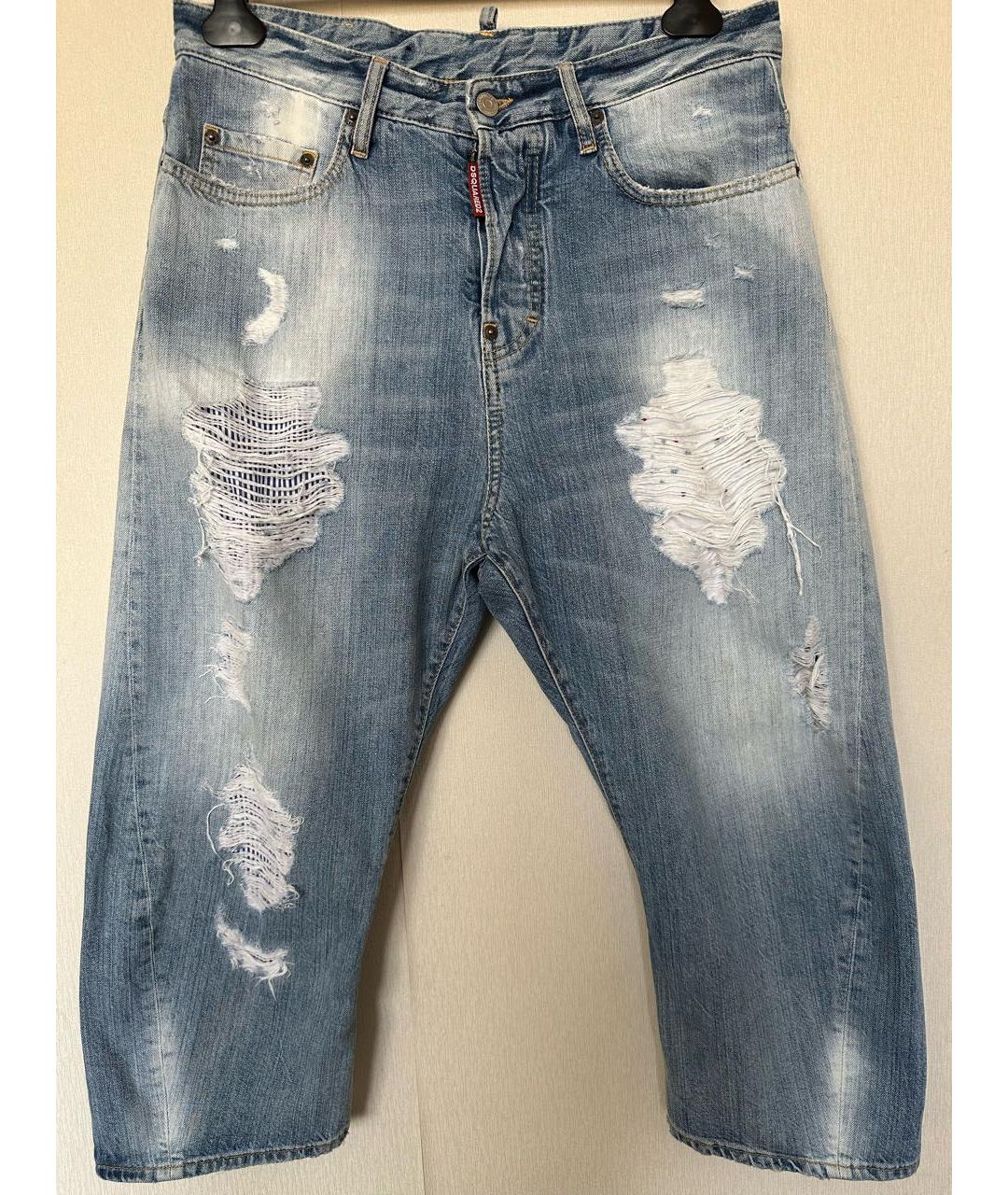 DSQUARED2 Голубые хлопковые прямые джинсы, фото 8