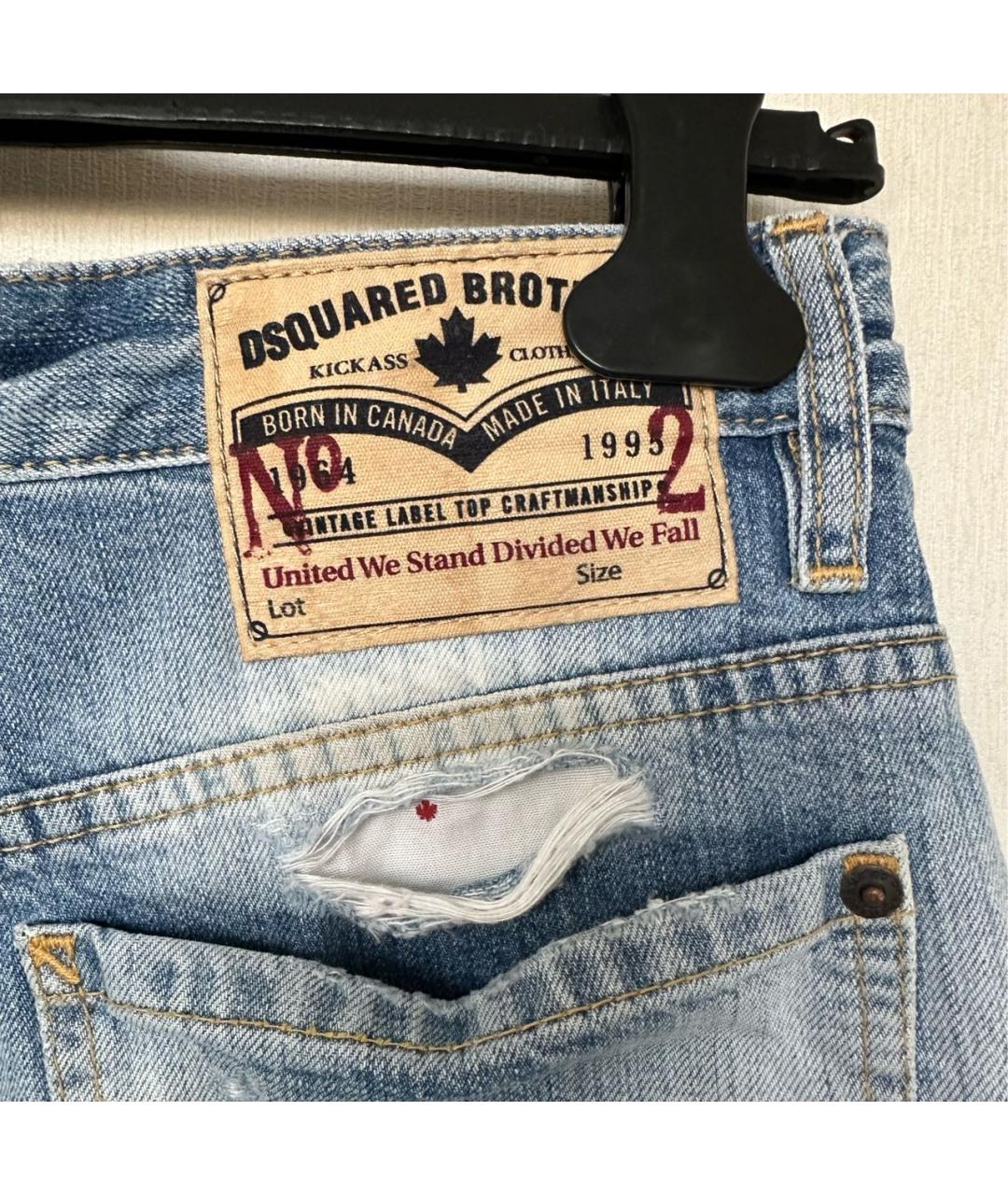 DSQUARED2 Голубые хлопковые прямые джинсы, фото 7