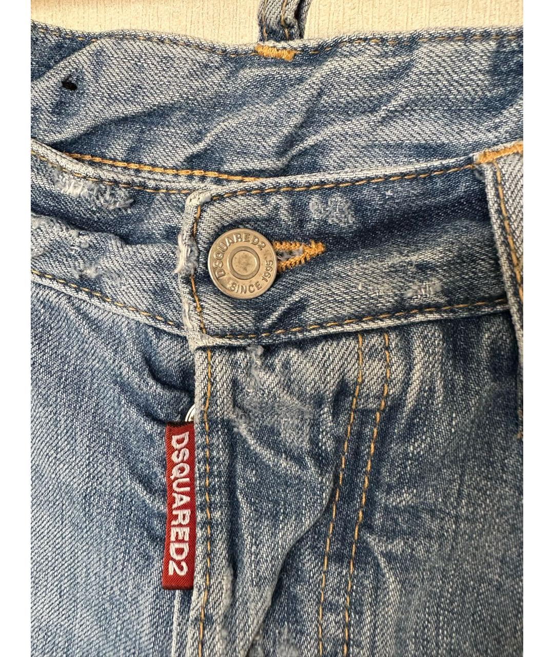 DSQUARED2 Голубые хлопковые прямые джинсы, фото 4