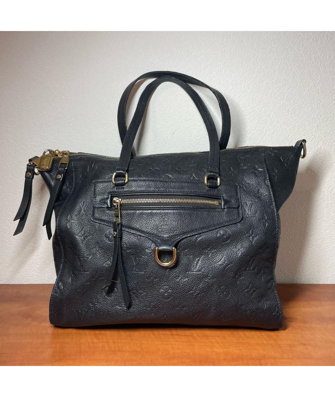 LOUIS VUITTON Темно-синяя кожаная сумка с короткими ручками, фото 8