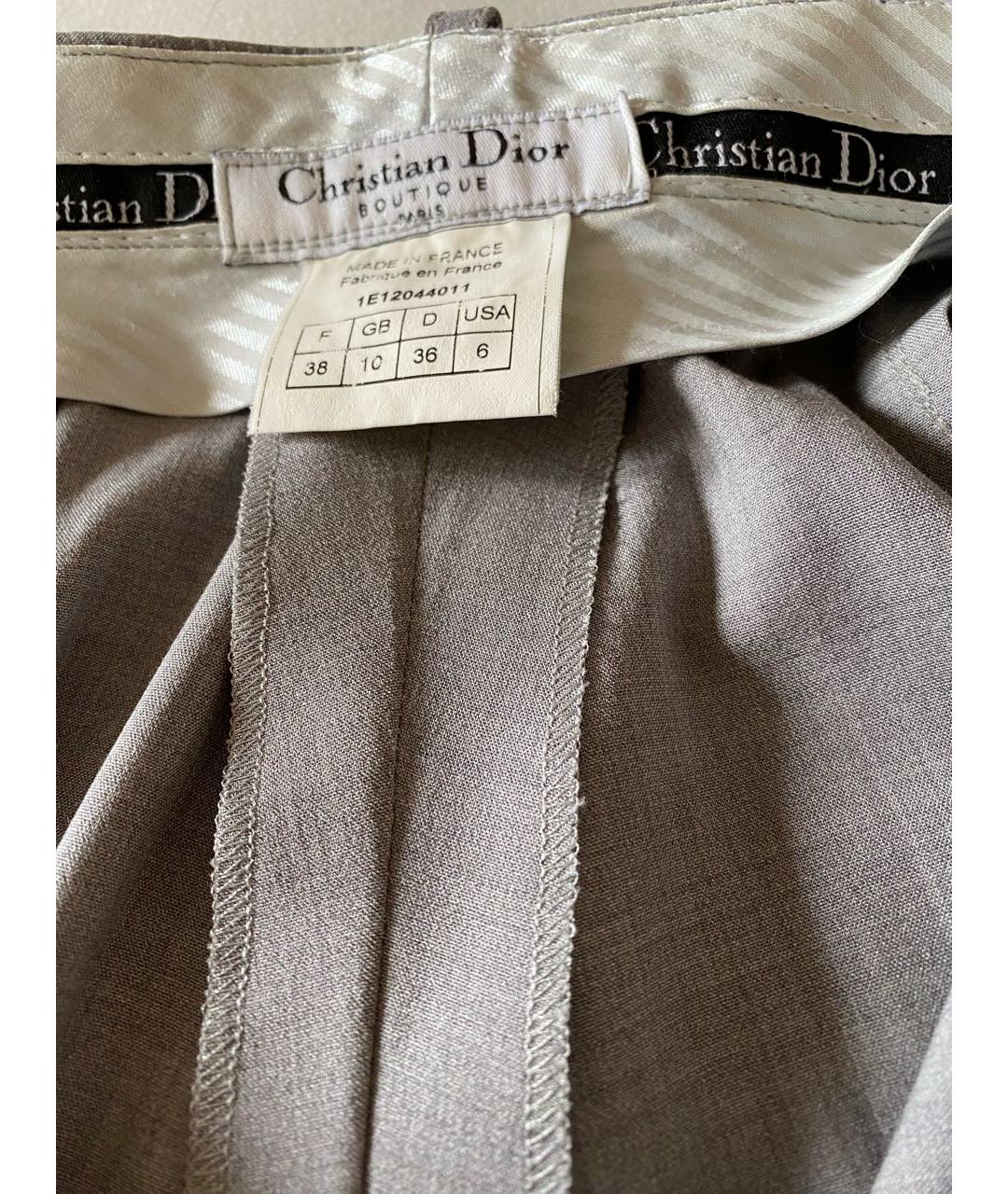CHRISTIAN DIOR Серые шерстяные брюки широкие, фото 5