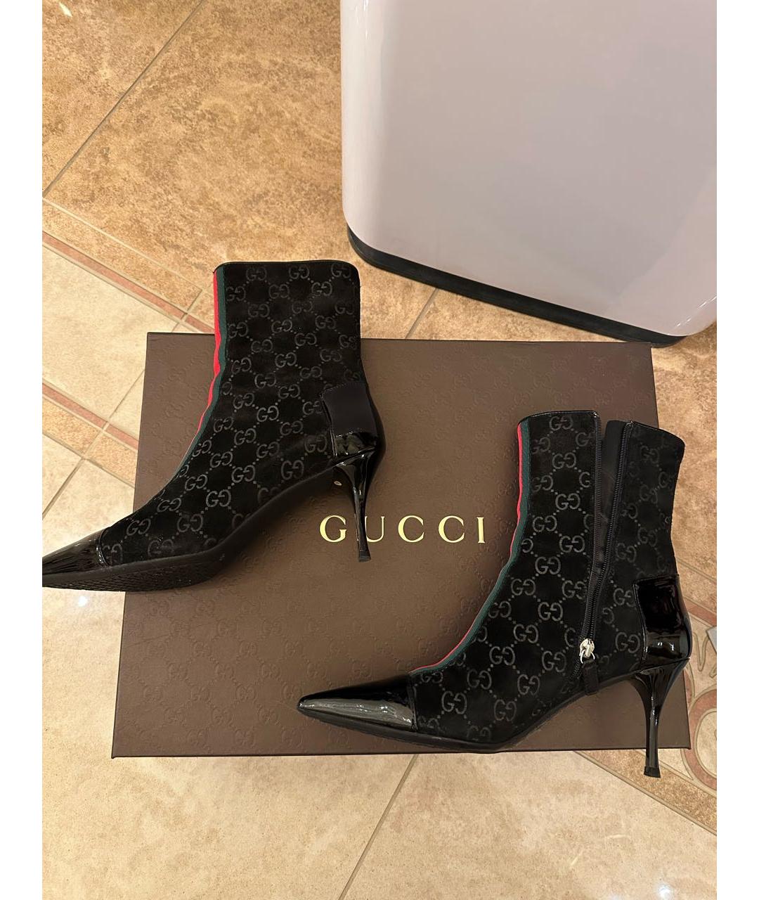 GUCCI Черные замшевые ботильоны, фото 8