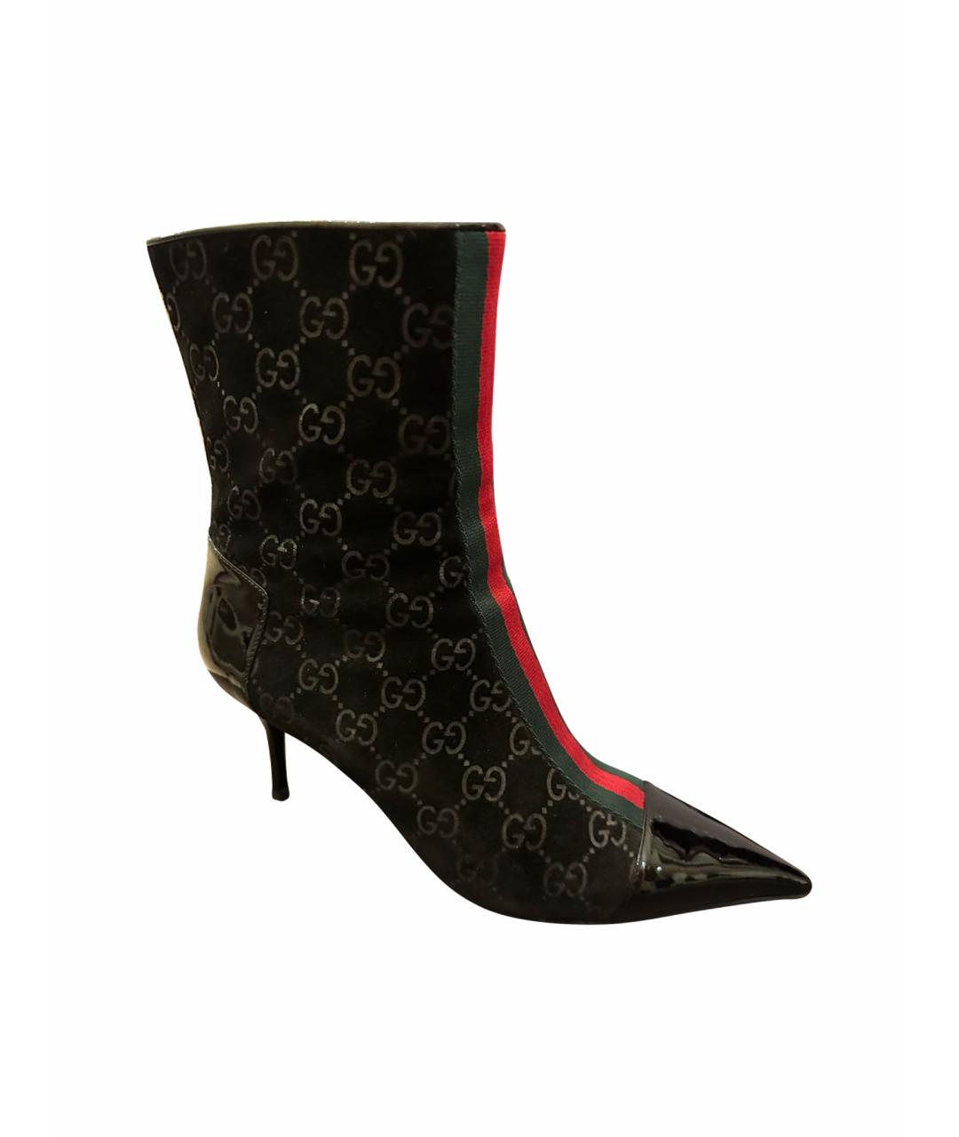GUCCI Черные замшевые ботильоны, фото 1