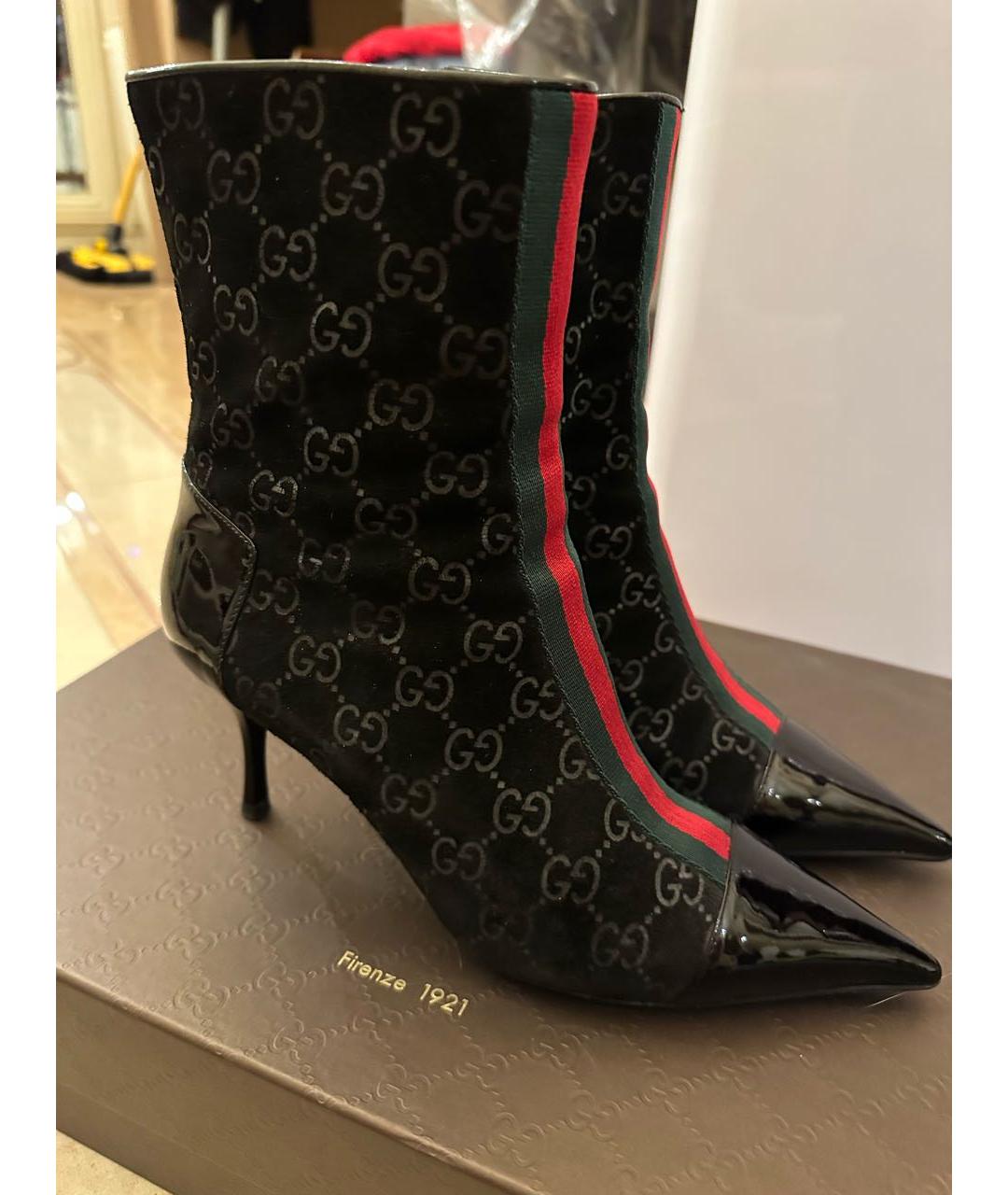 GUCCI Черные замшевые ботильоны, фото 9