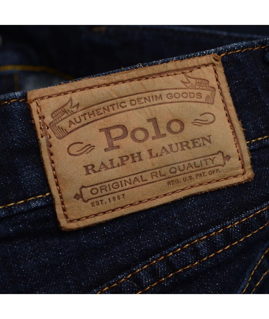 POLO RALPH LAUREN Темно-синие хлопко-эластановые прямые джинсы, фото 8