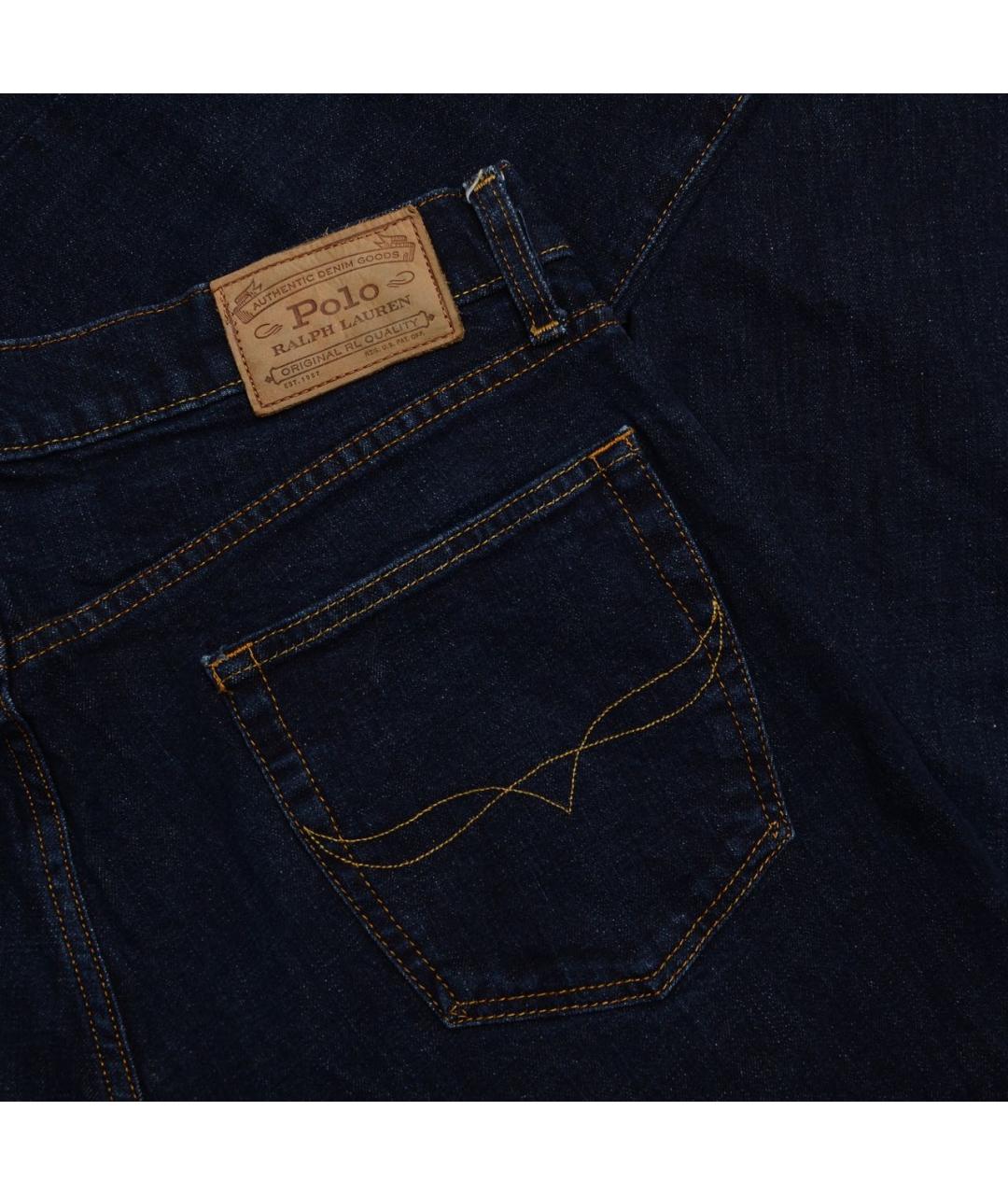 POLO RALPH LAUREN Темно-синие хлопко-эластановые прямые джинсы, фото 4