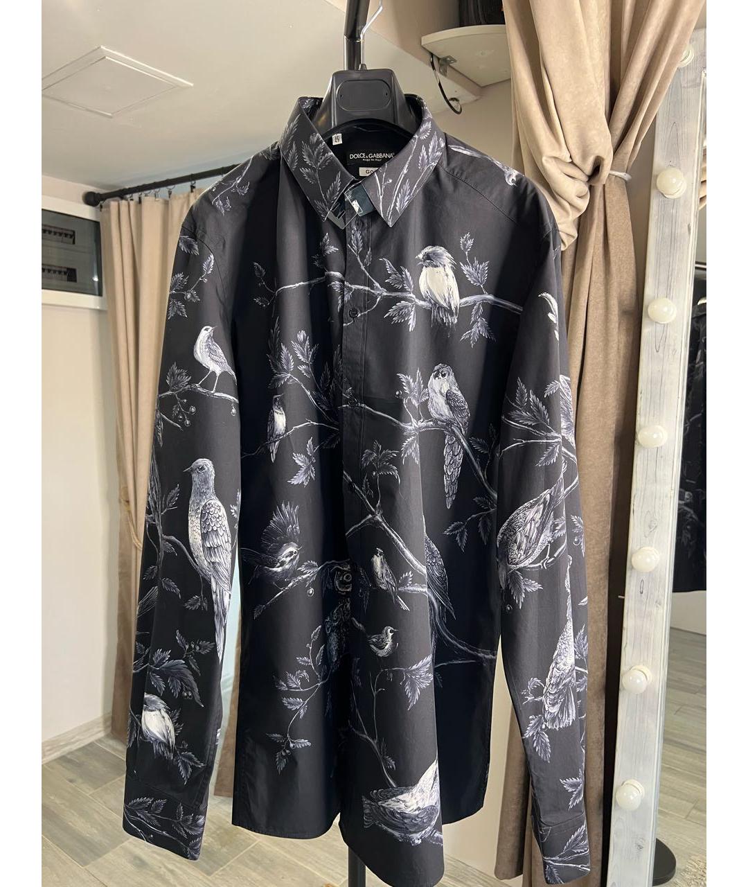 DOLCE&GABBANA Темно-синяя хлопковая кэжуал рубашка, фото 4