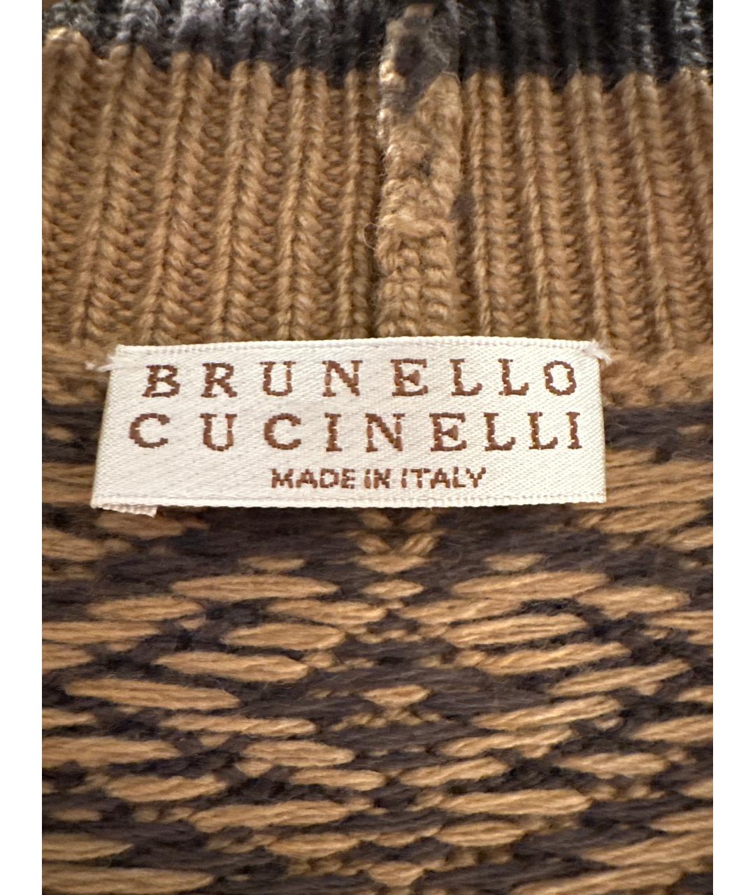 BRUNELLO CUCINELLI Коричневый кашемировый кардиган, фото 3