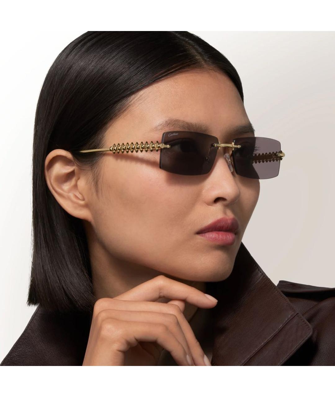CARTIER Черные металлические солнцезащитные очки, фото 3