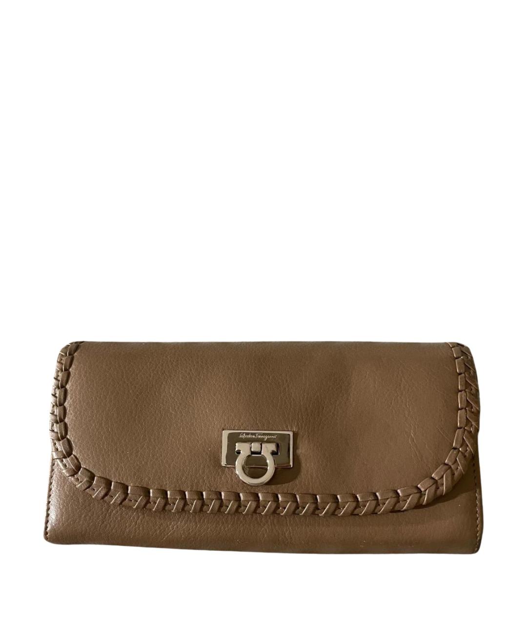 FERRAGAMO Коричневый кожаный кошелек, фото 1