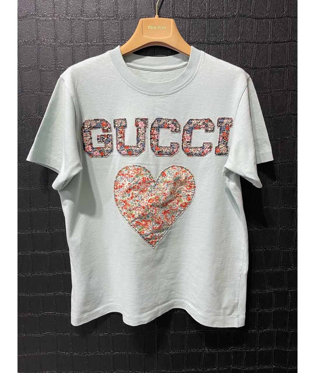 GUCCI Салатовая хлопковая футболка, фото 2