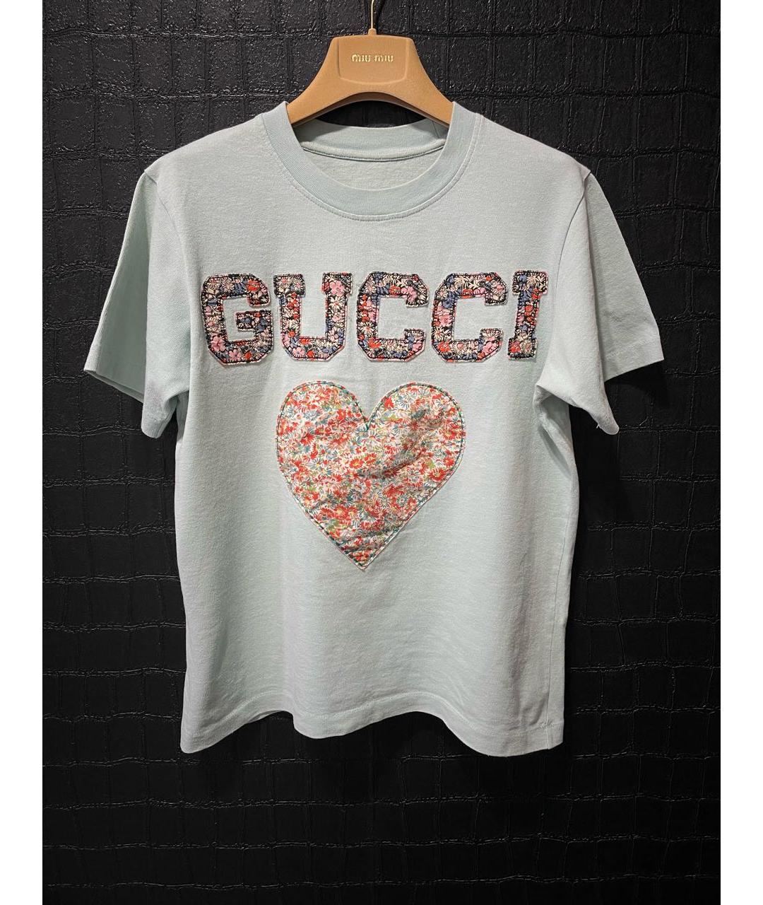GUCCI Салатовая хлопковая футболка, фото 4