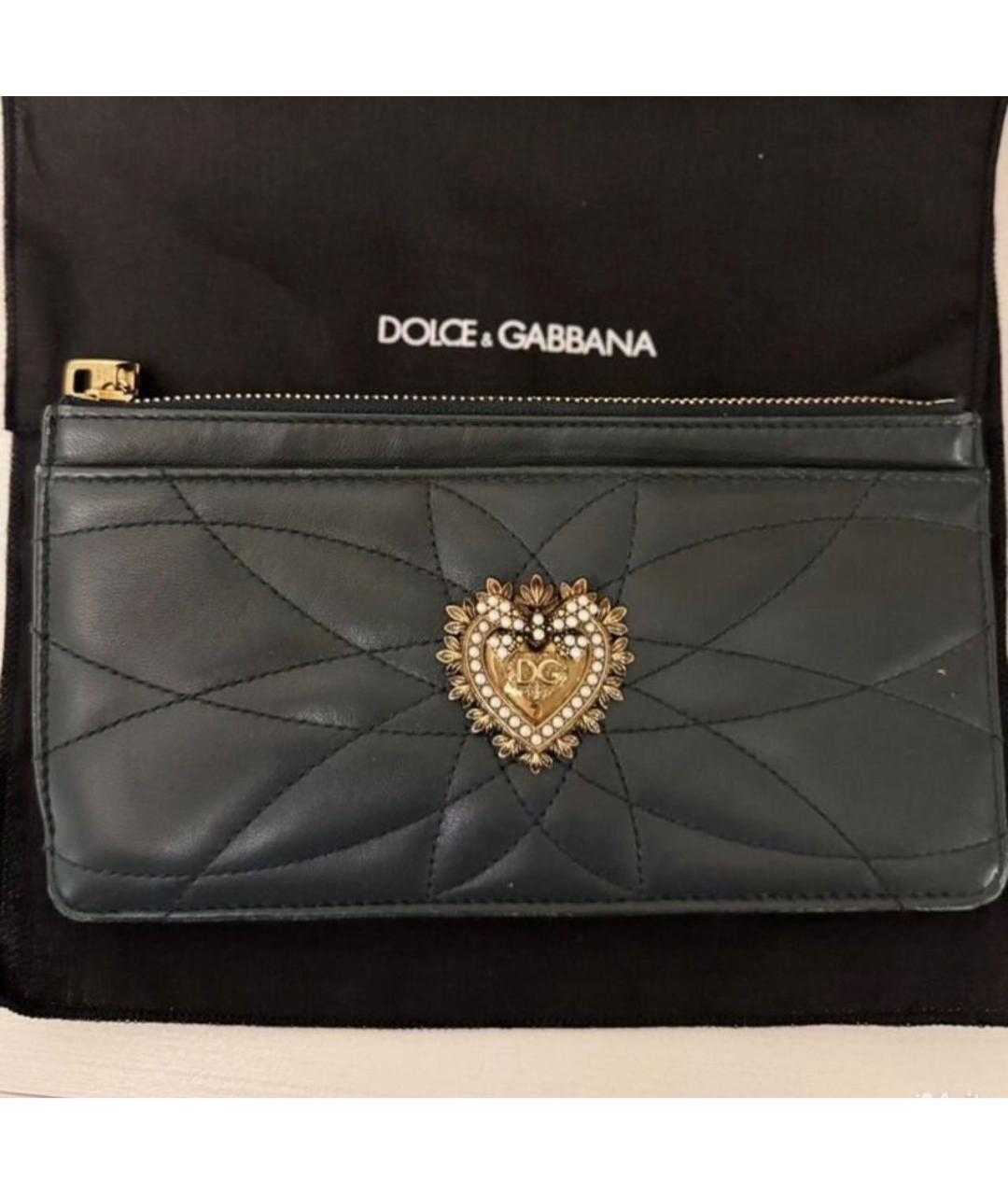 DOLCE&GABBANA Зеленый кожаный кошелек, фото 2