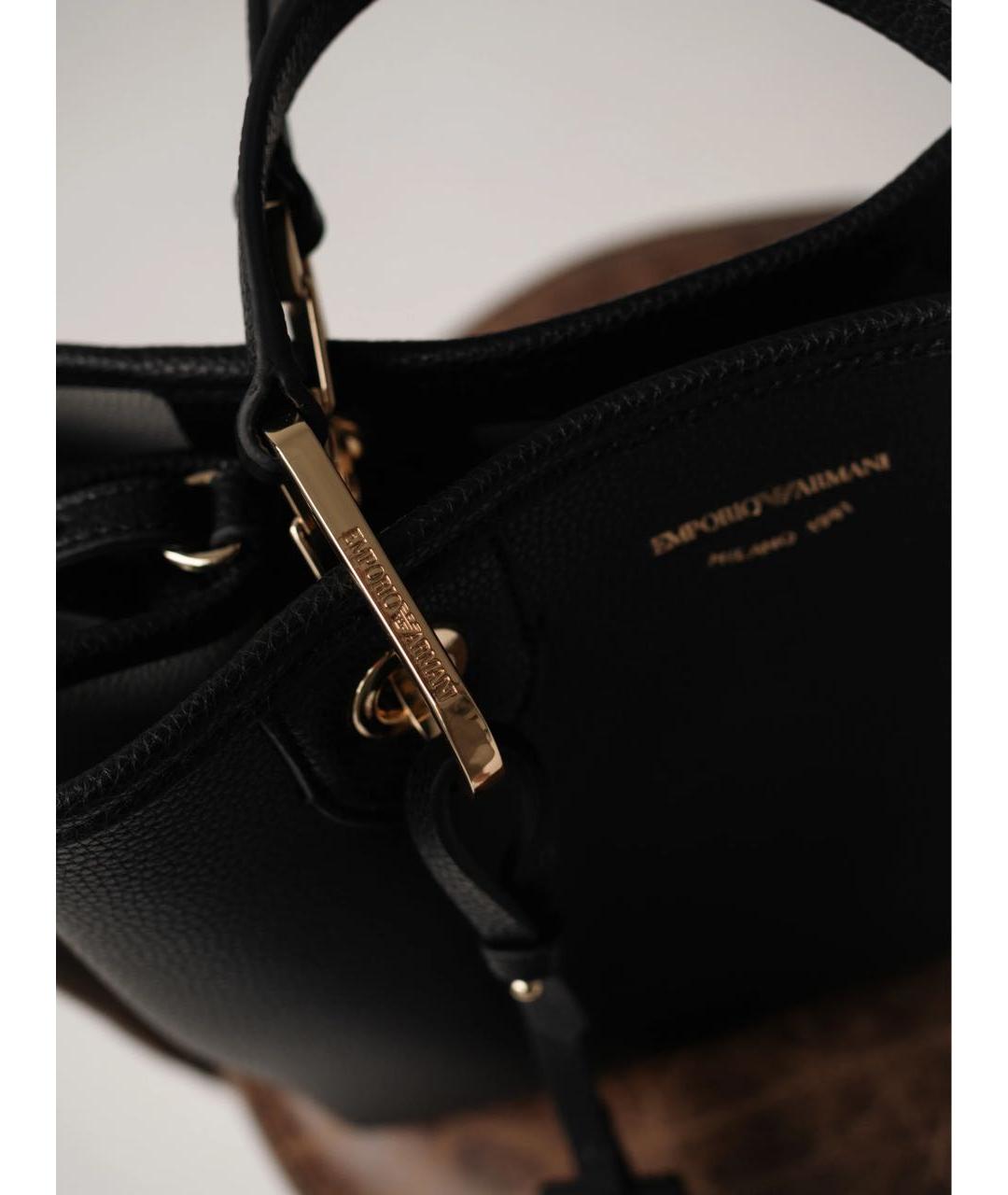 EMPORIO ARMANI Черная сумка с короткими ручками из искусственной кожи, фото 5
