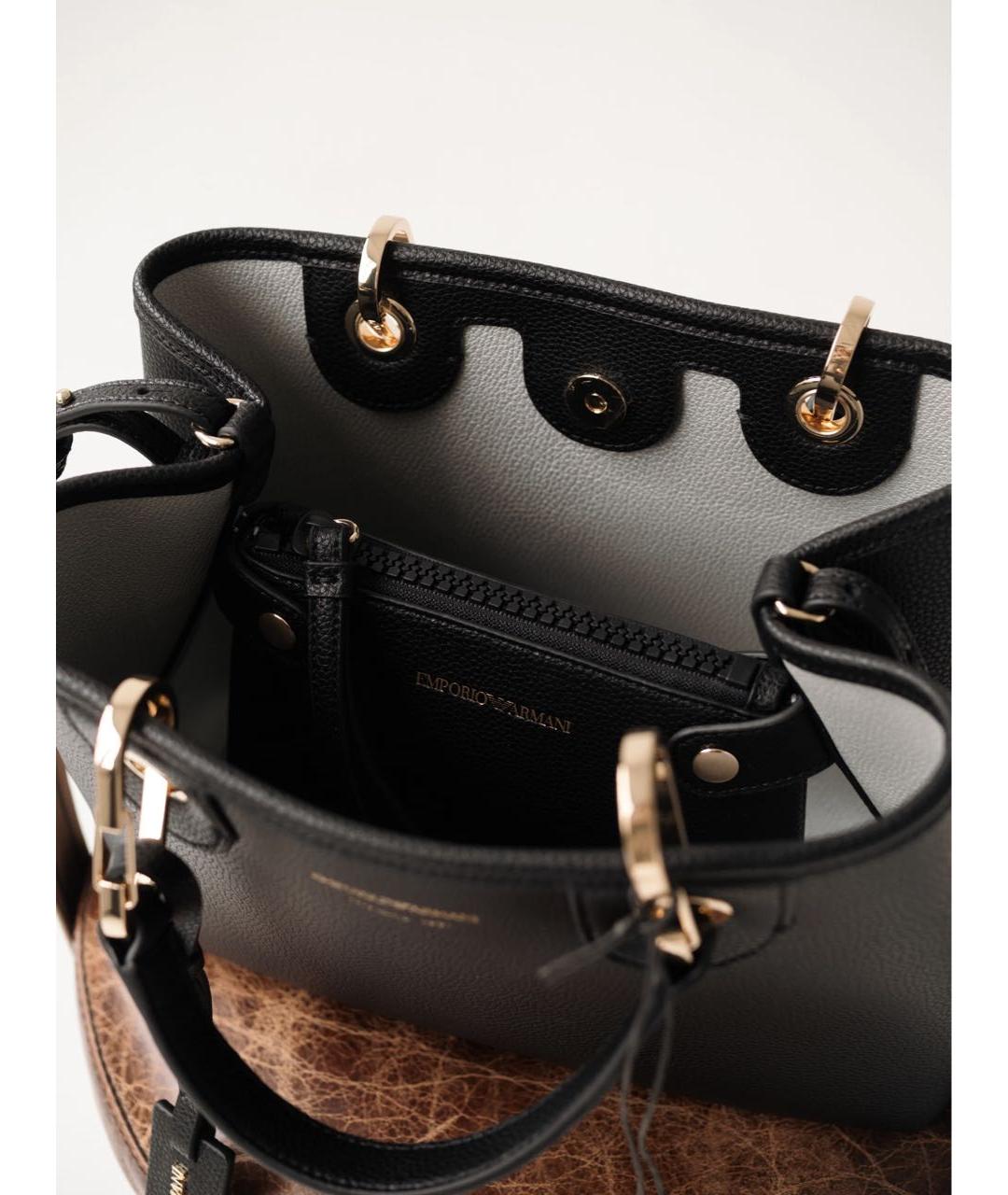 EMPORIO ARMANI Черная сумка с короткими ручками из искусственной кожи, фото 3