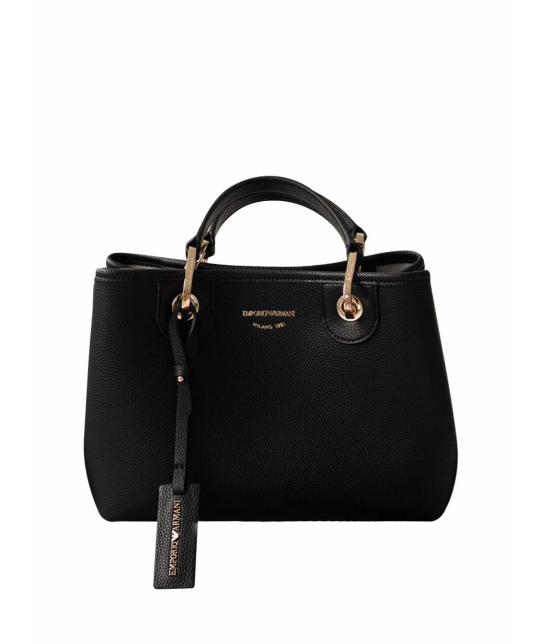 EMPORIO ARMANI Черная сумка с короткими ручками из искусственной кожи, фото 1