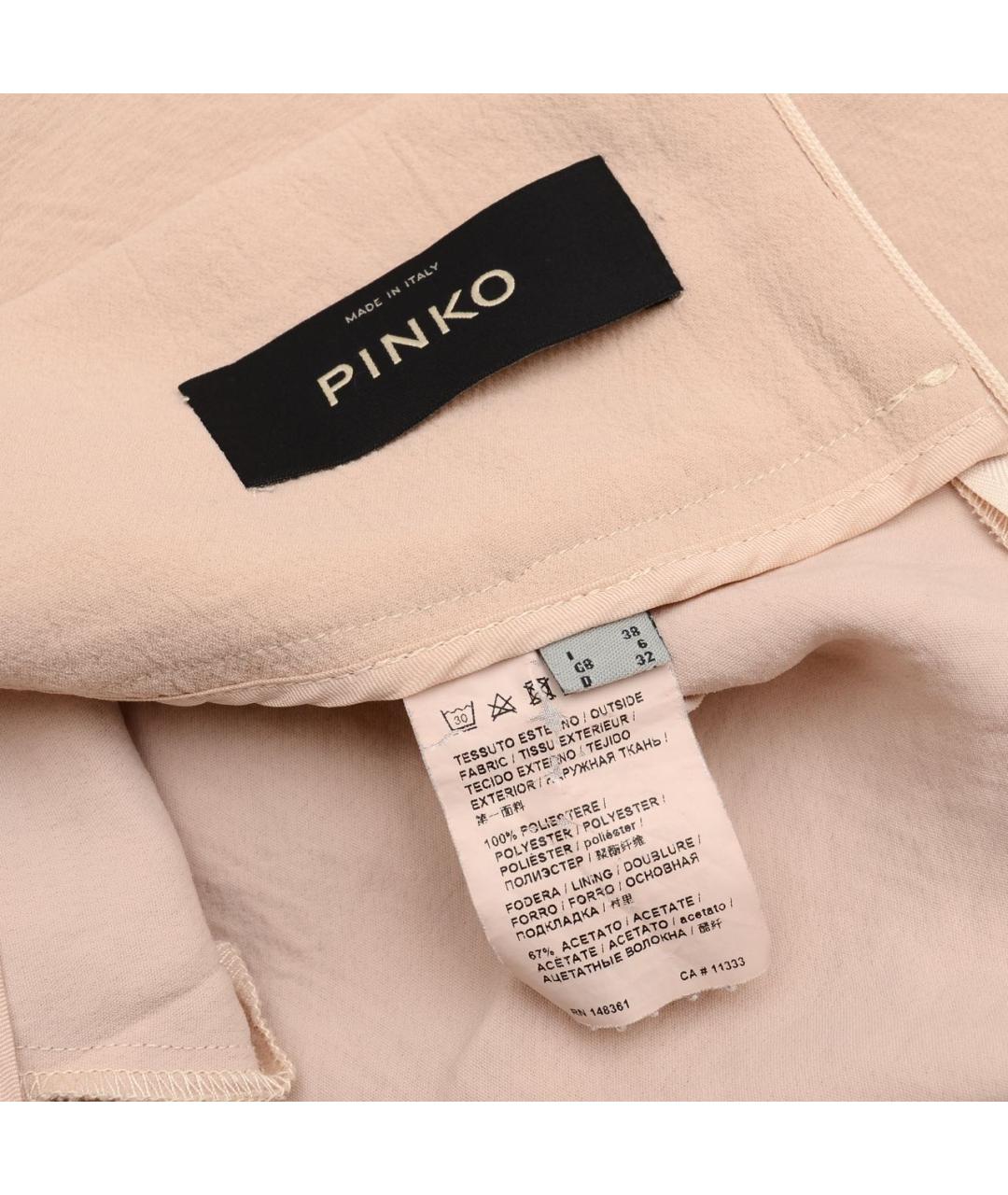 PINKO Розовые полиэстеровые прямые брюки, фото 3
