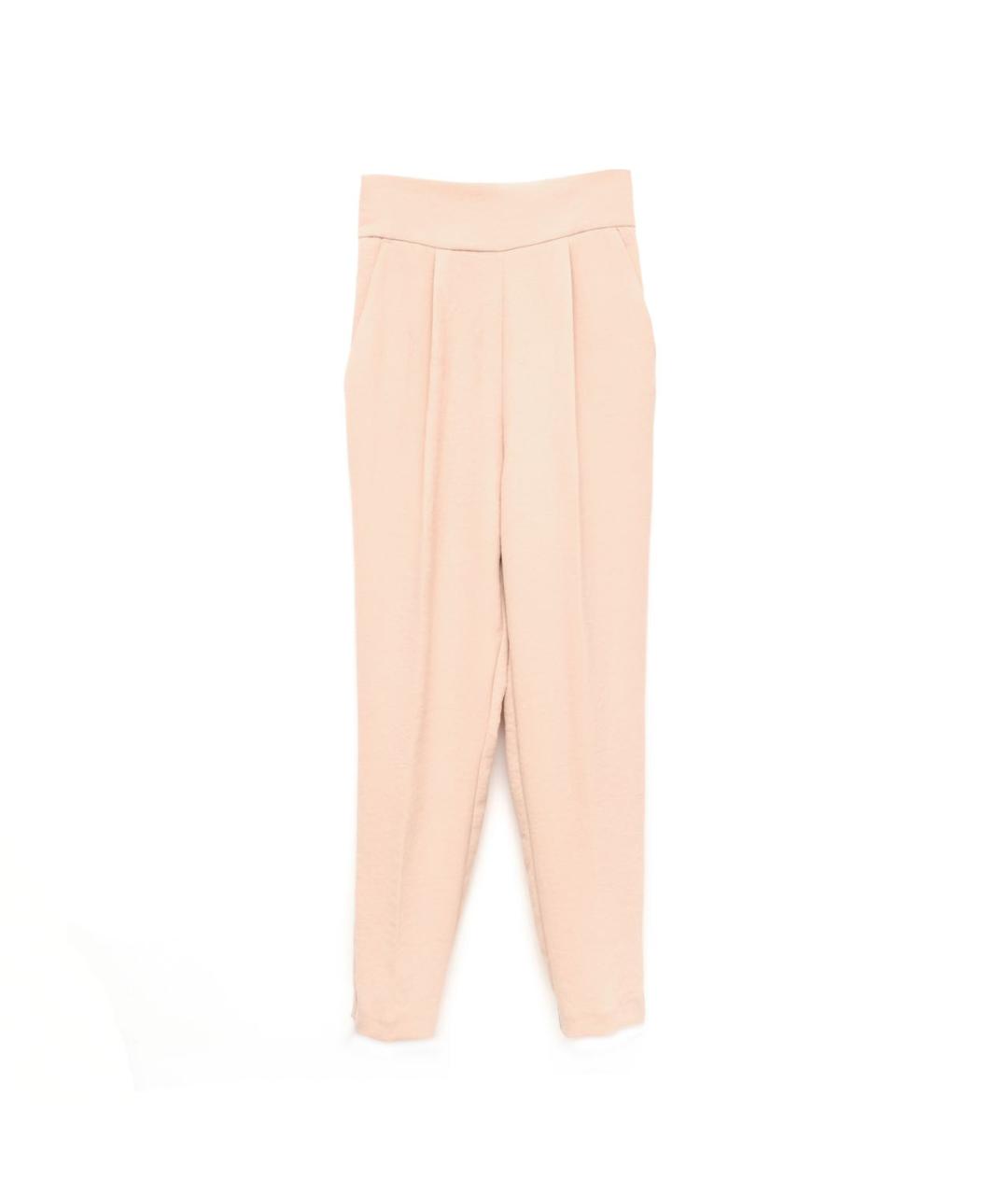 PINKO Розовые полиэстеровые прямые брюки, фото 1