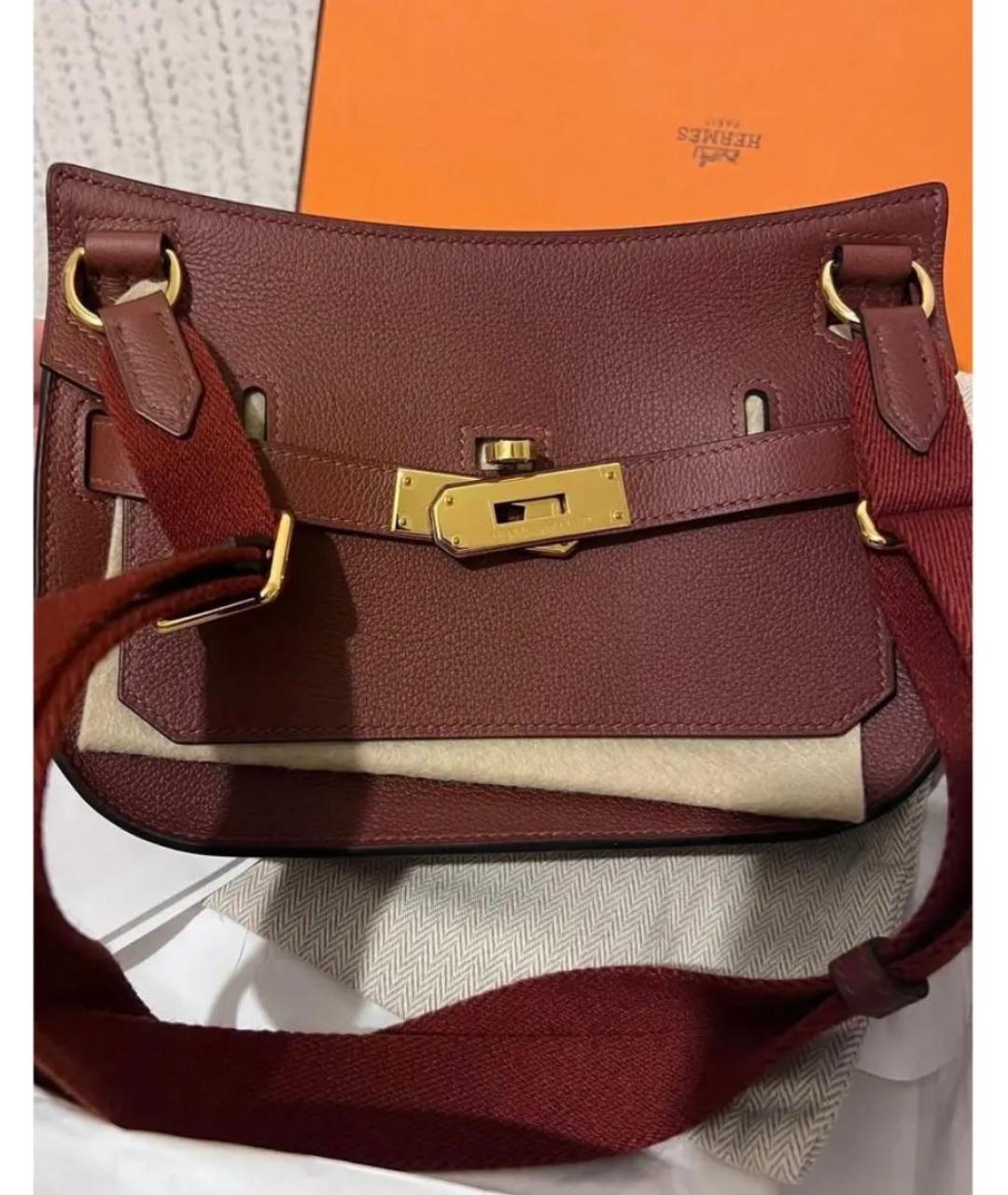 HERMES Бордовая кожаная сумка через плечо, фото 6