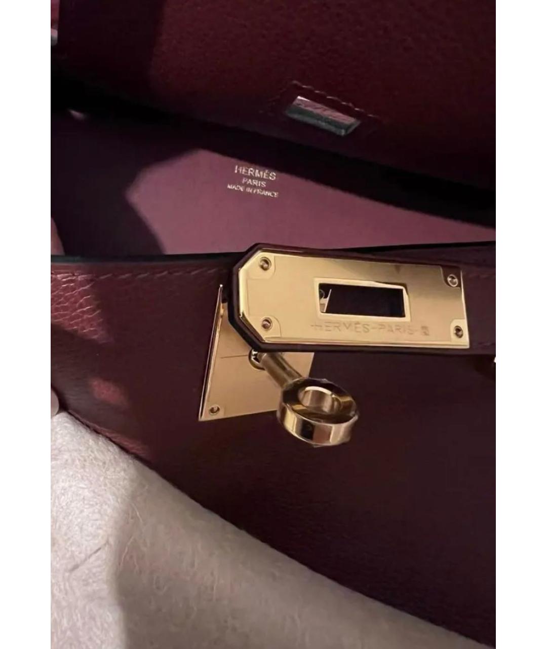 HERMES Бордовая кожаная сумка через плечо, фото 5