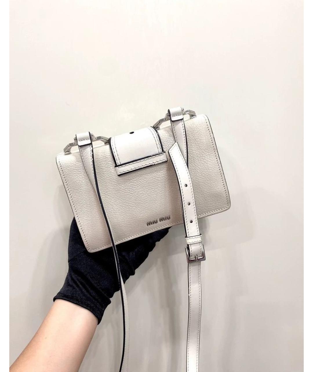 MIU MIU Белая кожаная сумка через плечо, фото 4