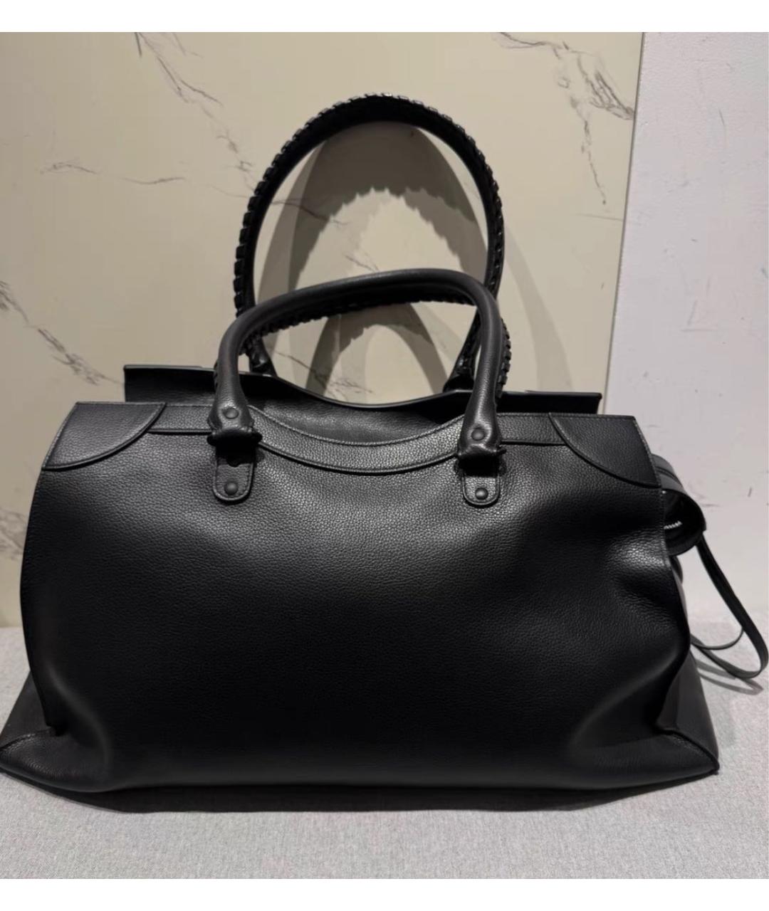 BALENCIAGA Черная кожаная сумка с короткими ручками, фото 3